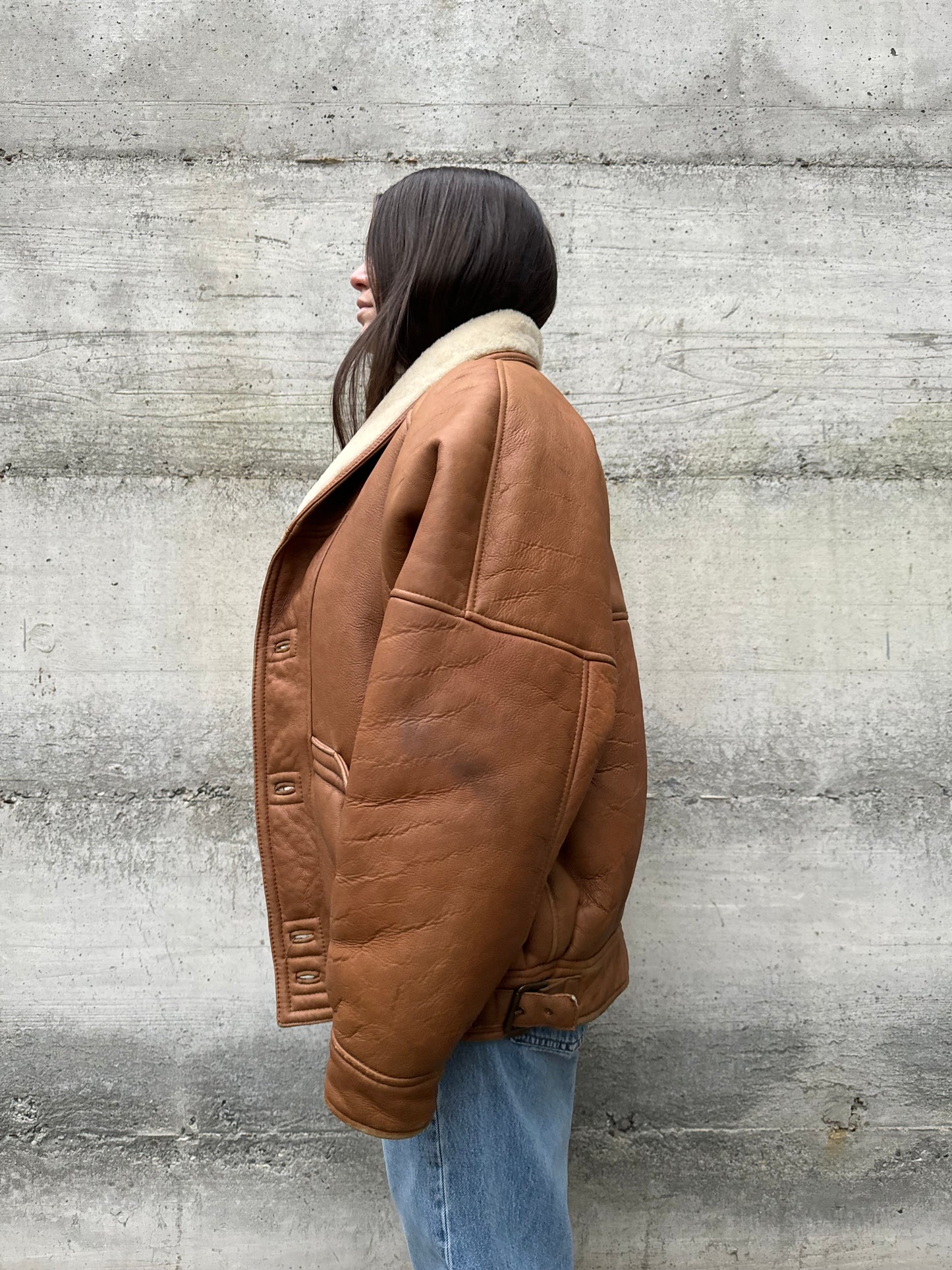 Bomber aviator Shearling caramello, taglia 52it uomo (L)