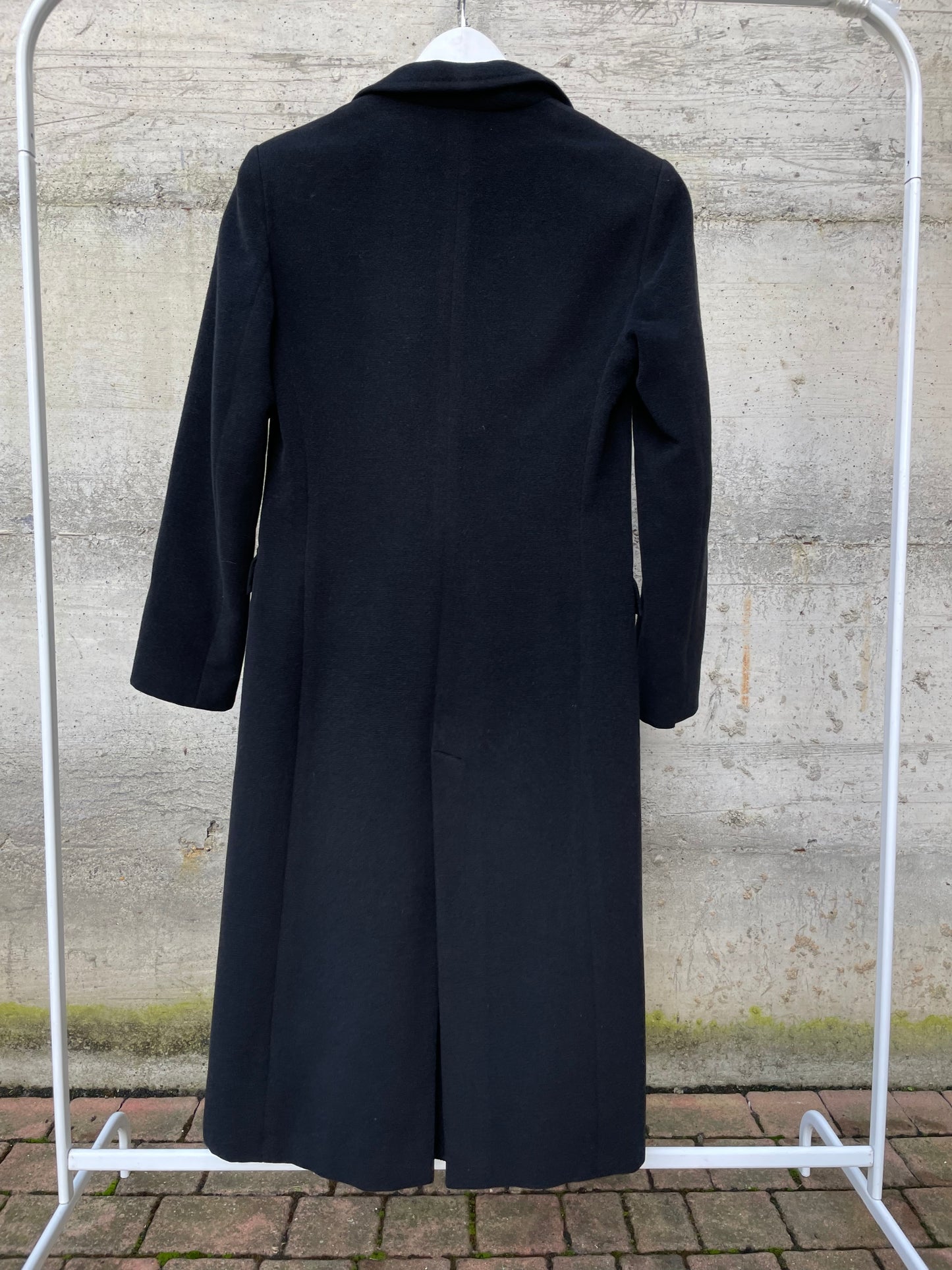 Cappotto nero sfiancato sartoriale 100% lana - taglia S
