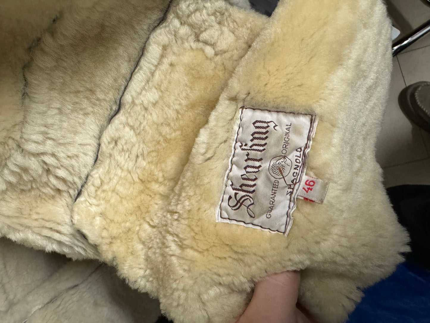 Montone originale Shearling in pelle testa di moro, taglia M uomo