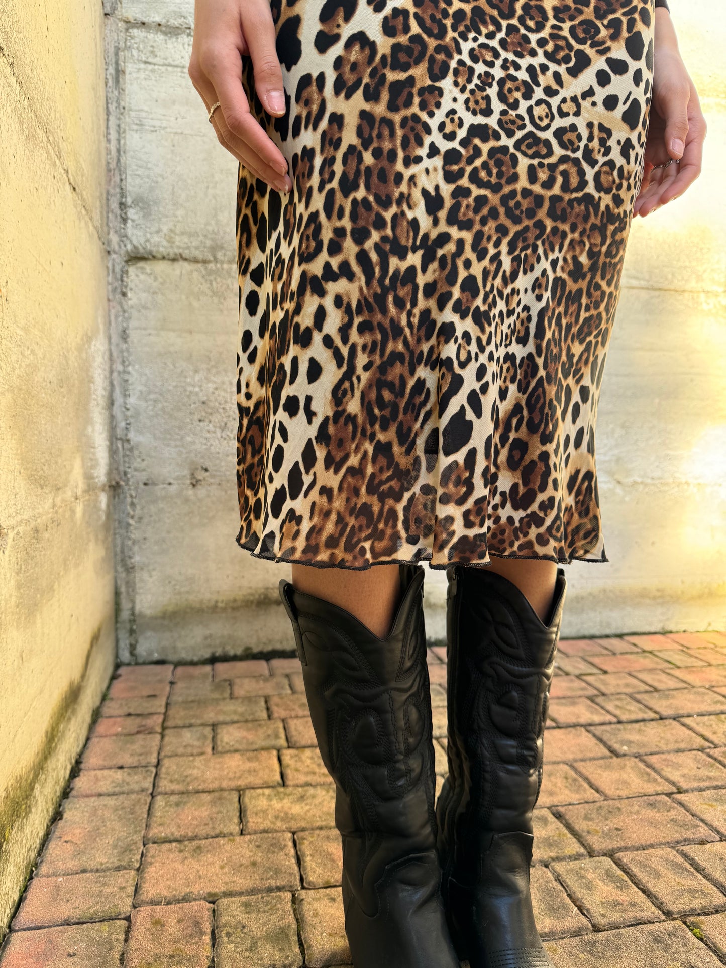 Gonna midi Y2K animalier in viscosa