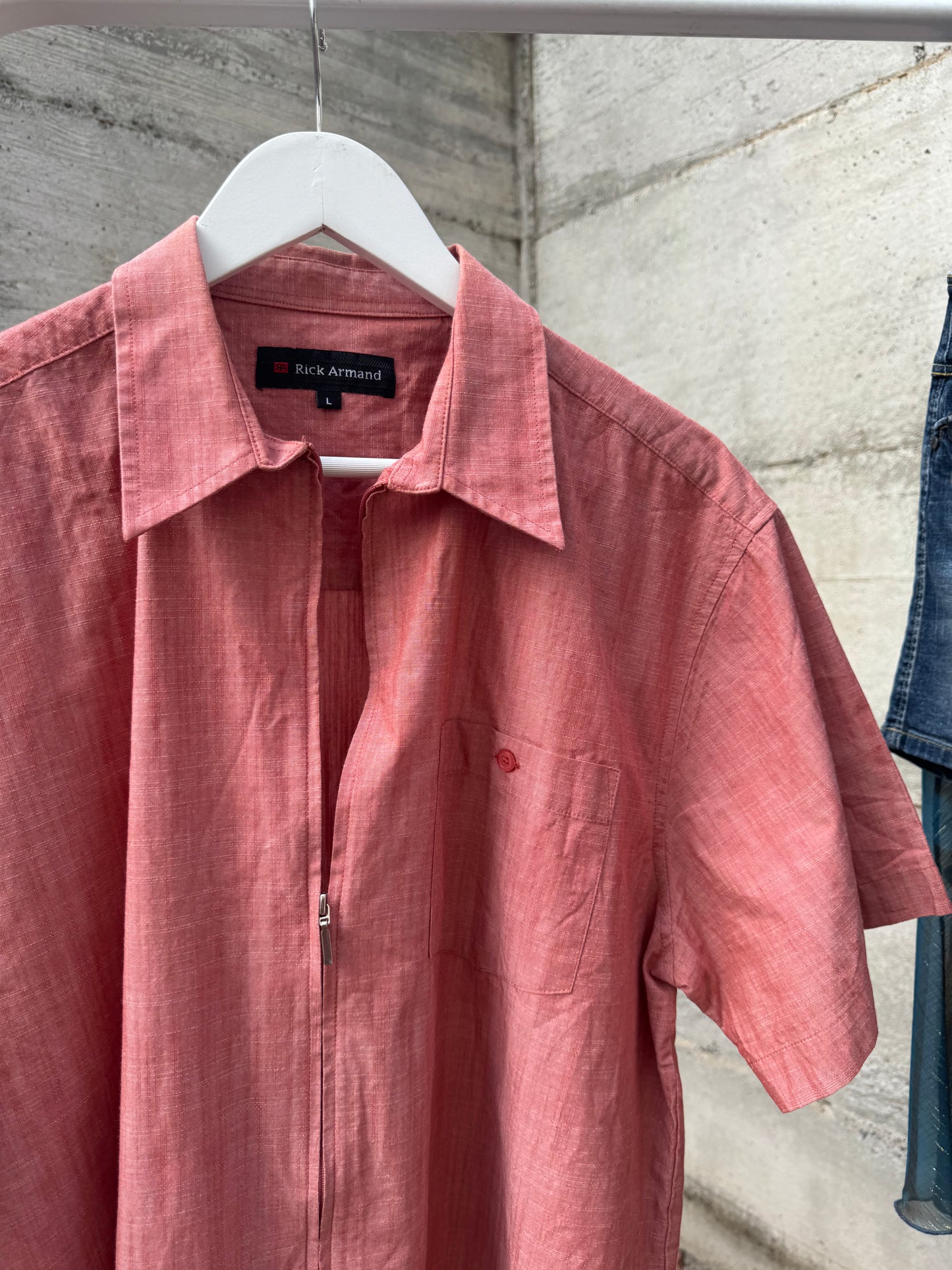 Camicia 90s con cerniera rosso melange