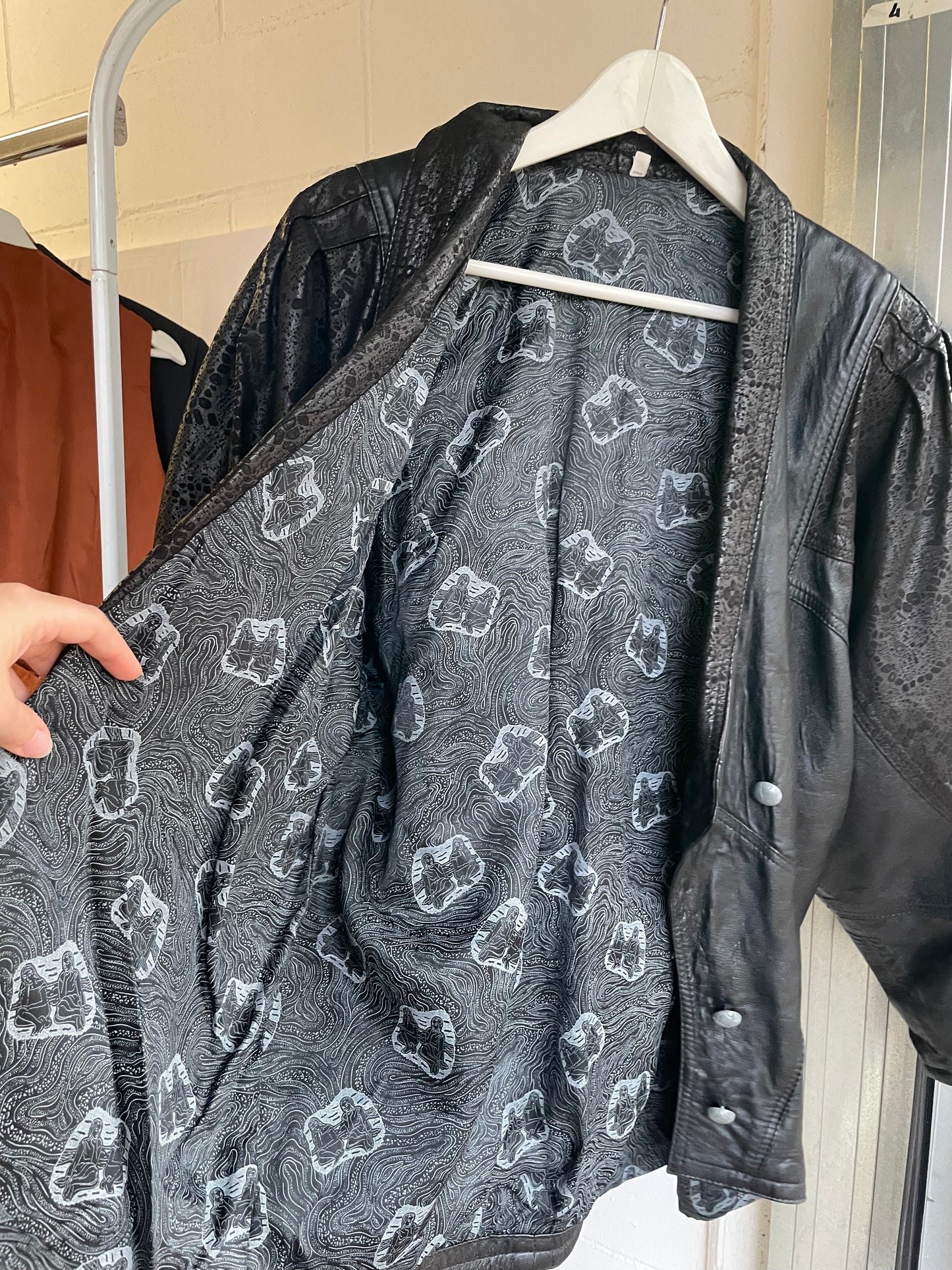 Giacca 80s lavorata in vera pelle nera - taglia M