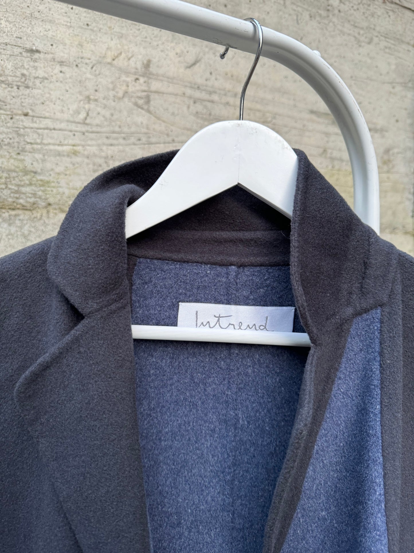 Cappottino Intrend blu mezza stagione, 85% lana 15% lyocell