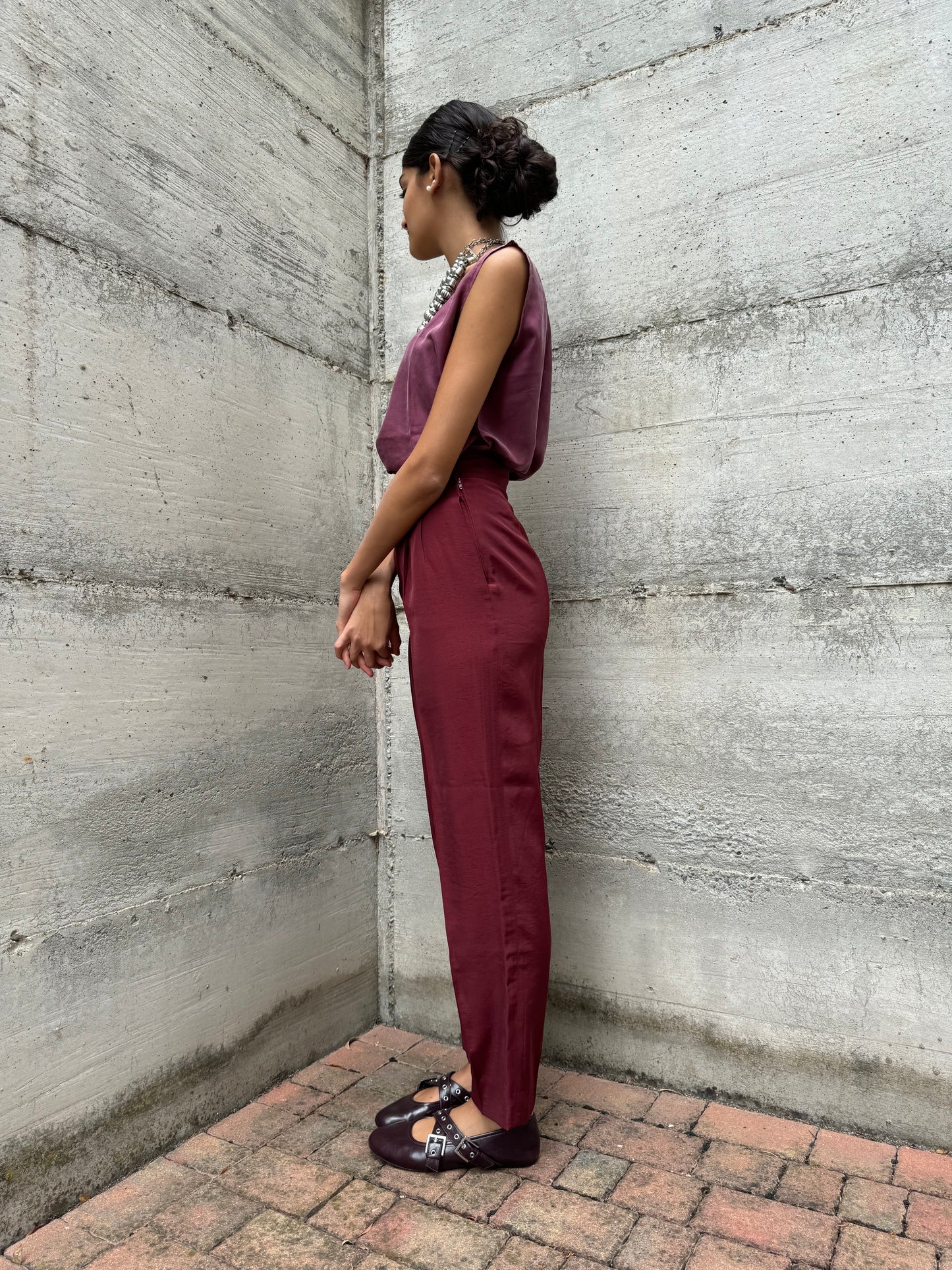 Pantalone sartoriale vinaccia, taglia S