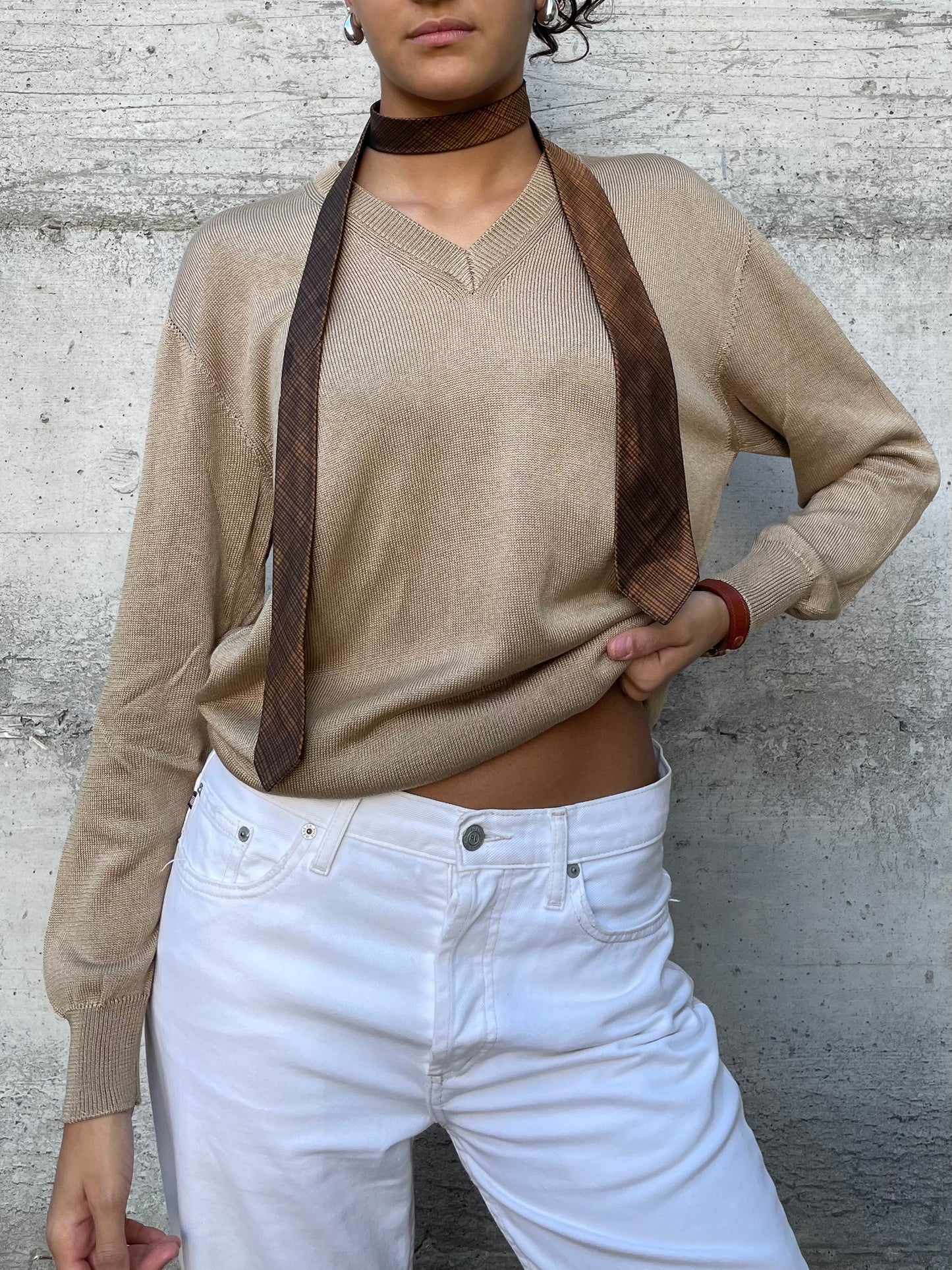 Maglioncino sartoriale 100% cotone scollo a V - taglia M