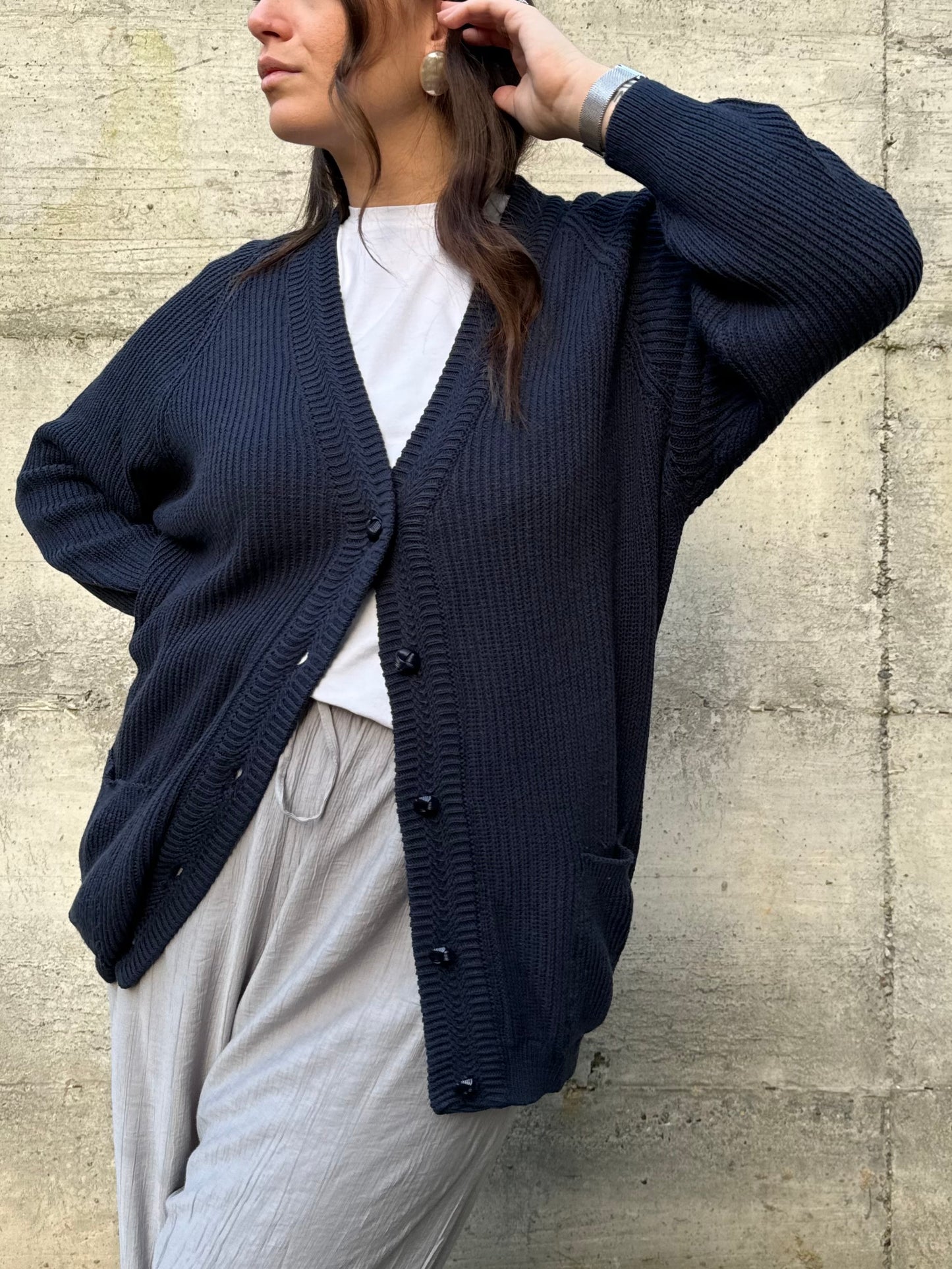 Cardigan donna tricot blu notte