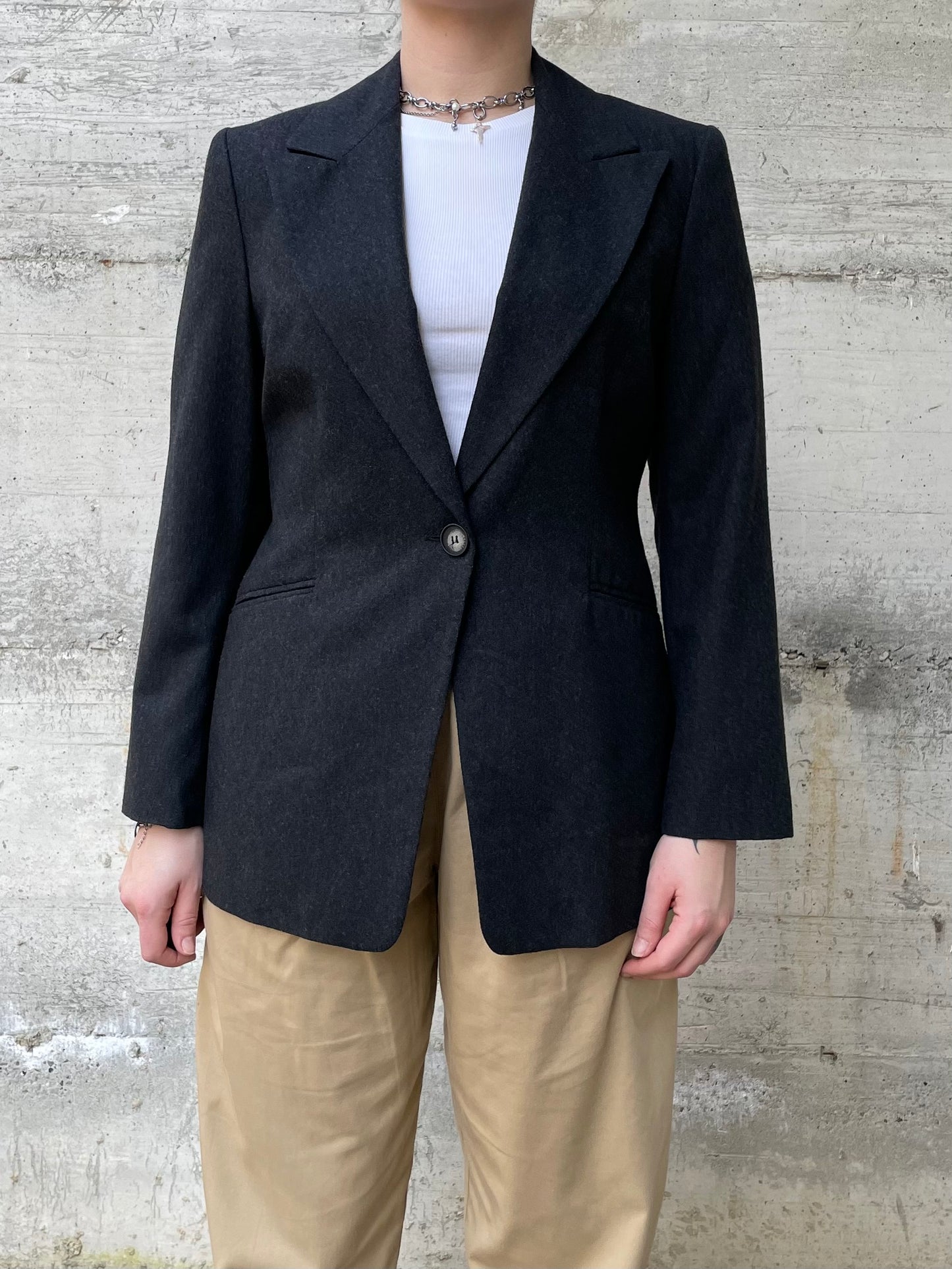 Blazer monopetto lana grigio scuro - 44it donna