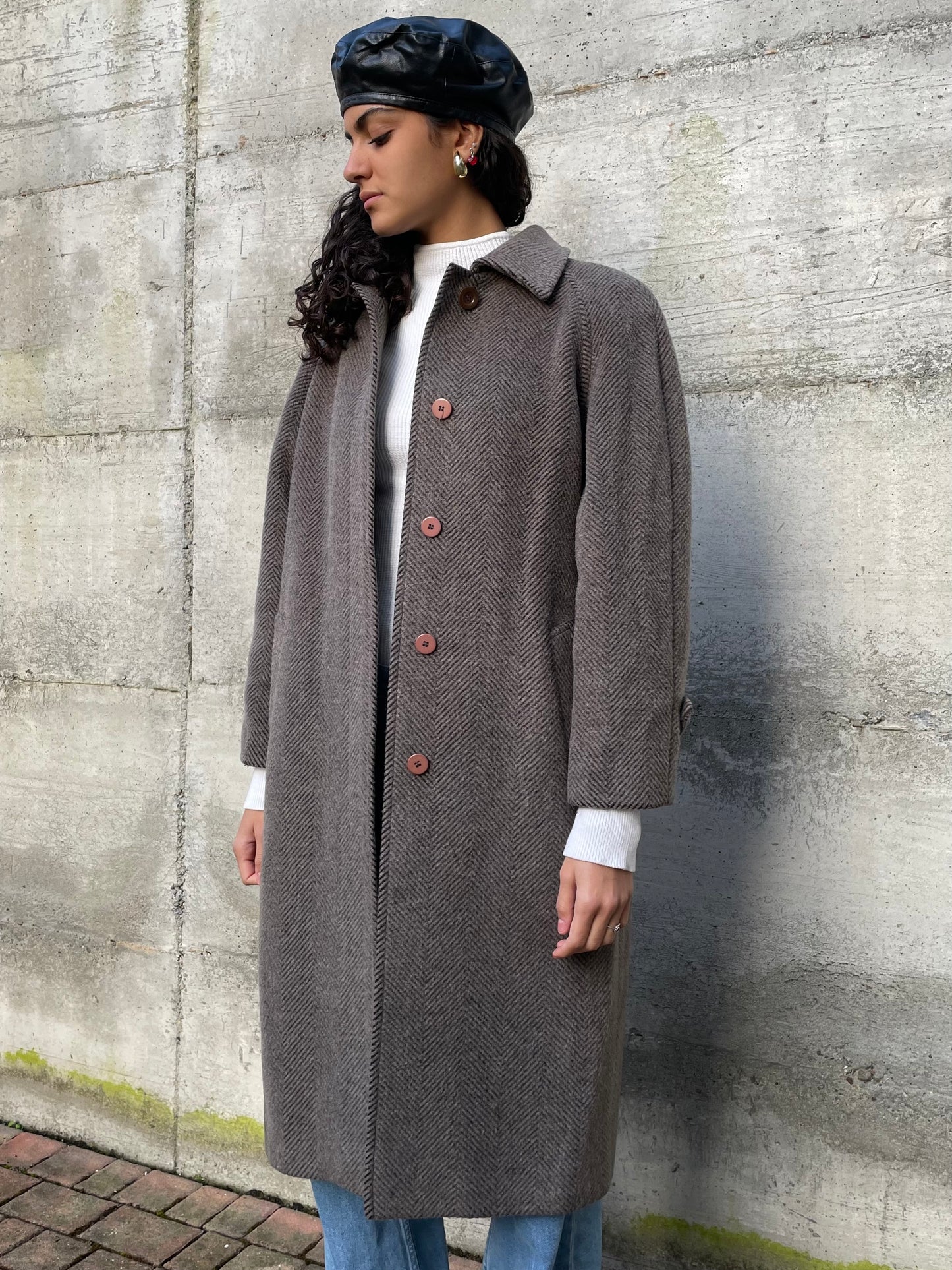 Cappotto monopetto sartoriale spigato in lana