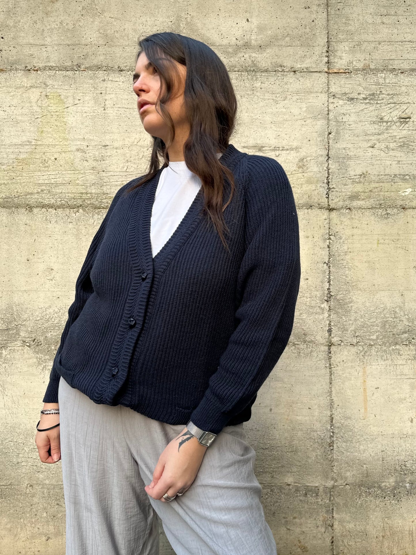 Cardigan donna tricot blu notte