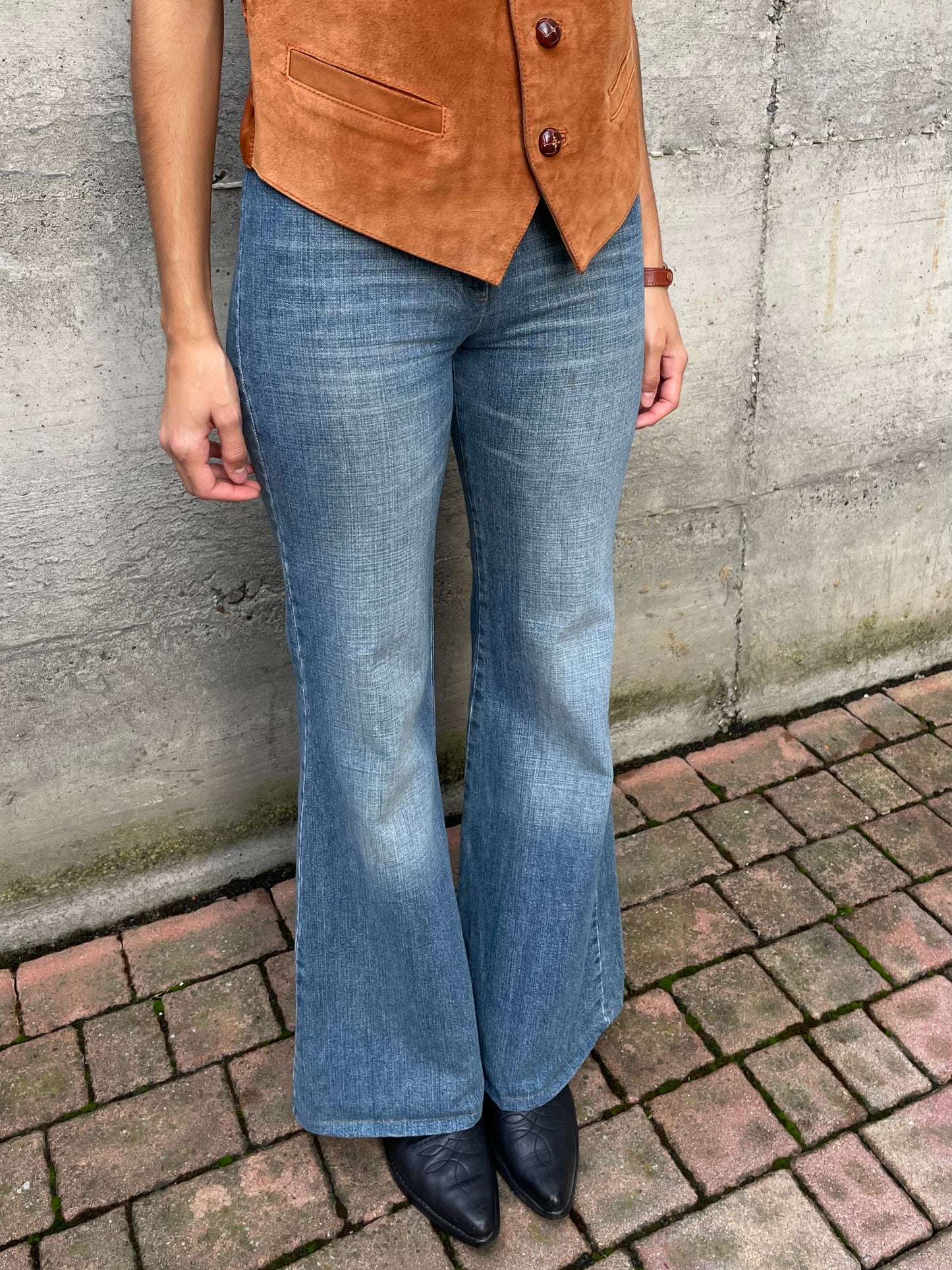Jeans Y2K vita bassa flare, taglia XS/S