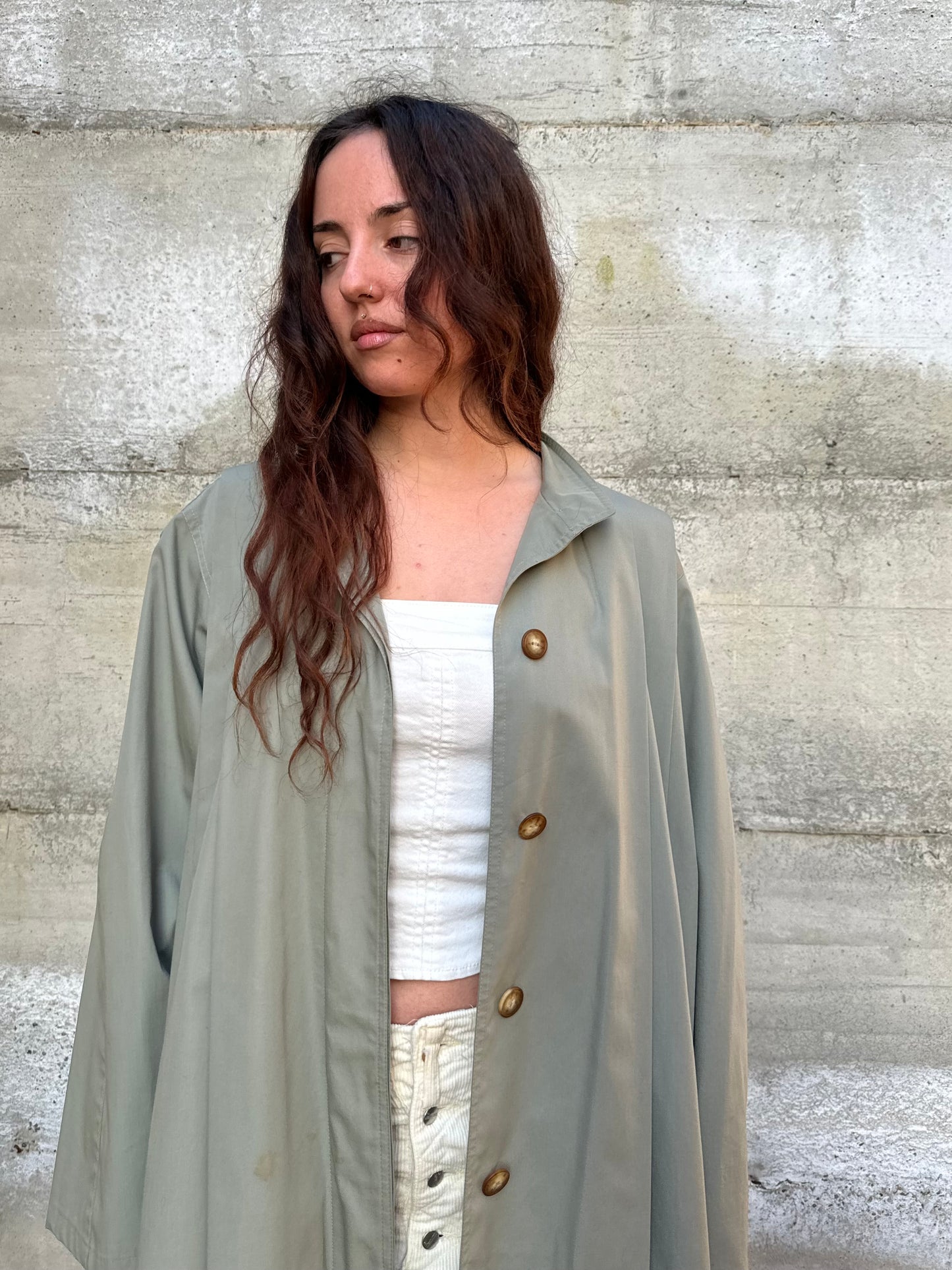 Spolverino sartoriale Mascoff in cotone verde salvia