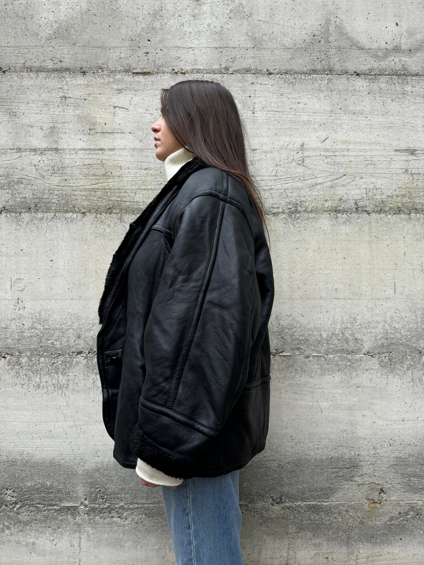 Montone Shearling 80s doppiopetto, in nappa, taglia 48it donna