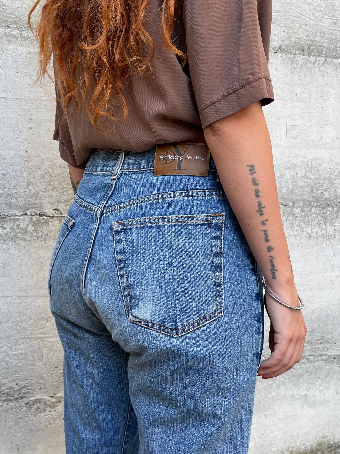 Jeans vintage lavaggio medio a zampa, taglia 42it