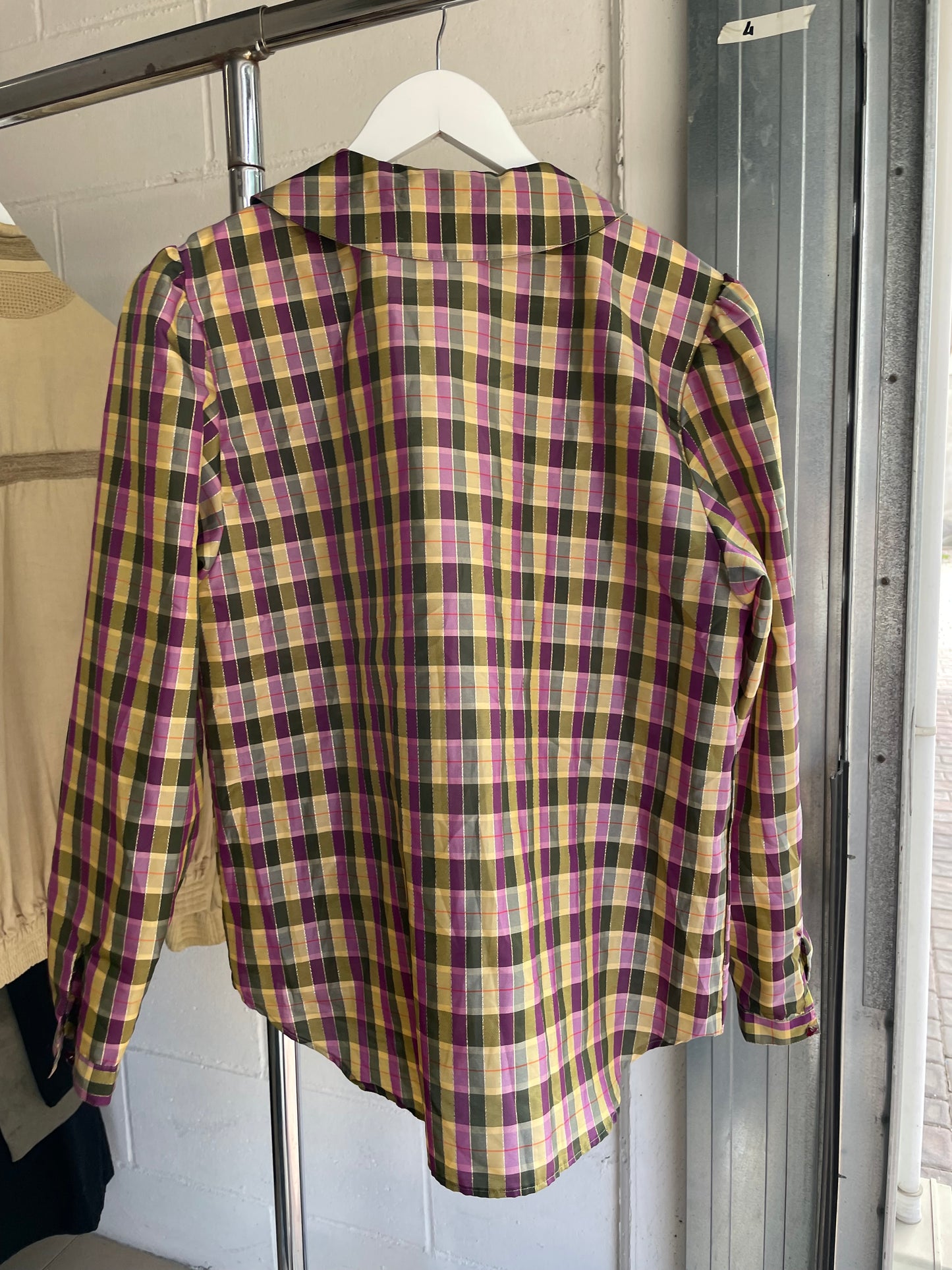 Blusa tartan con balze e filo di lurex - taglia 44