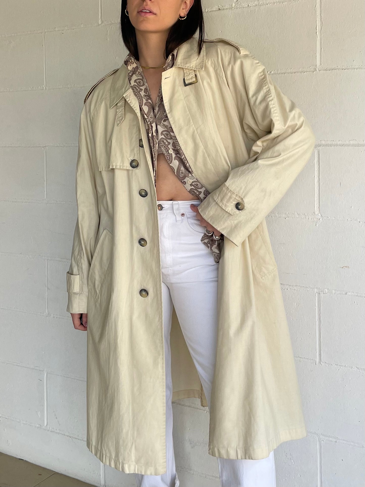 Trenchcoat crema in cotone Andrea Silardi