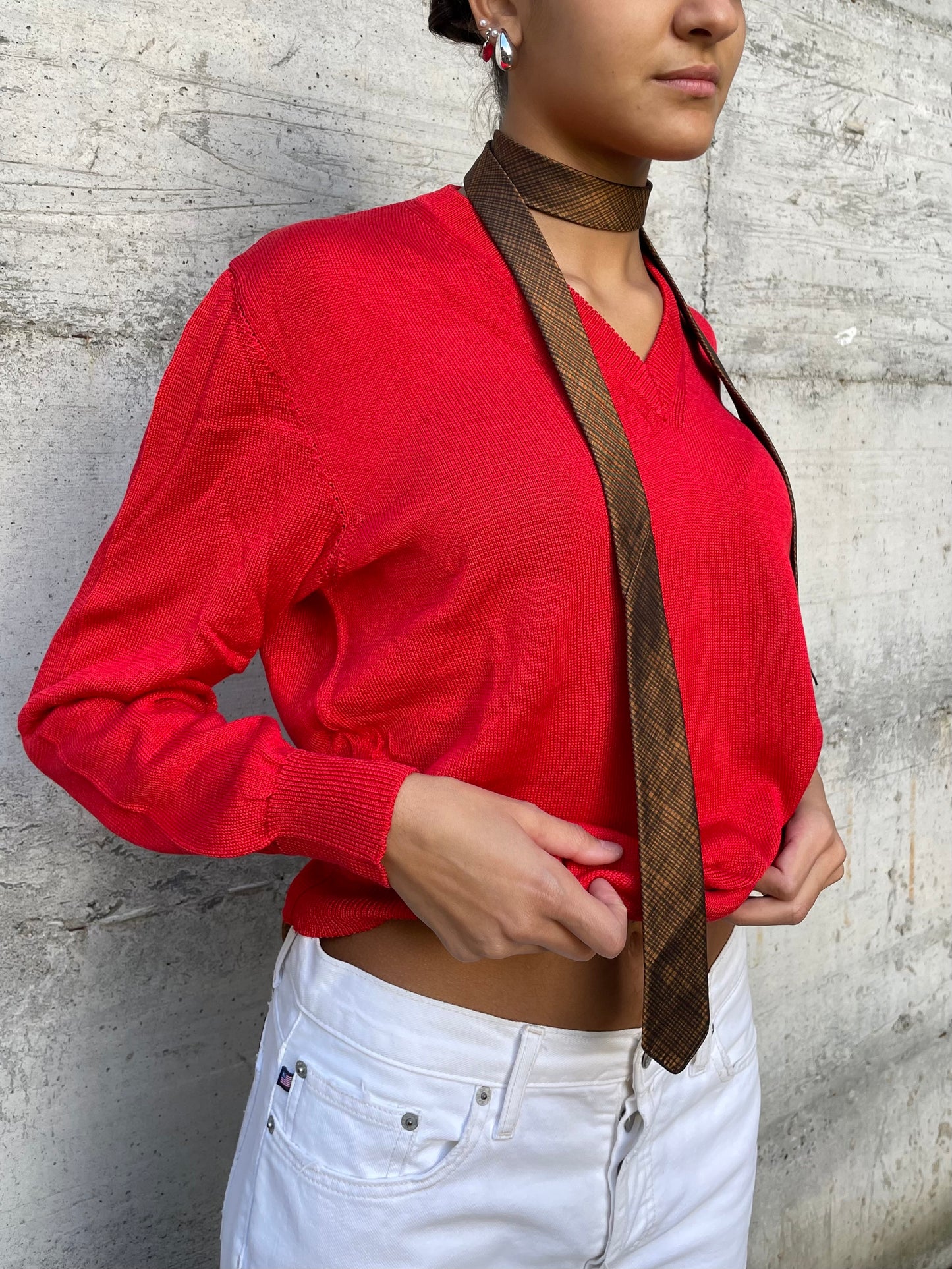 Maglioncino sartoriale 100% cotone rosso - taglia M