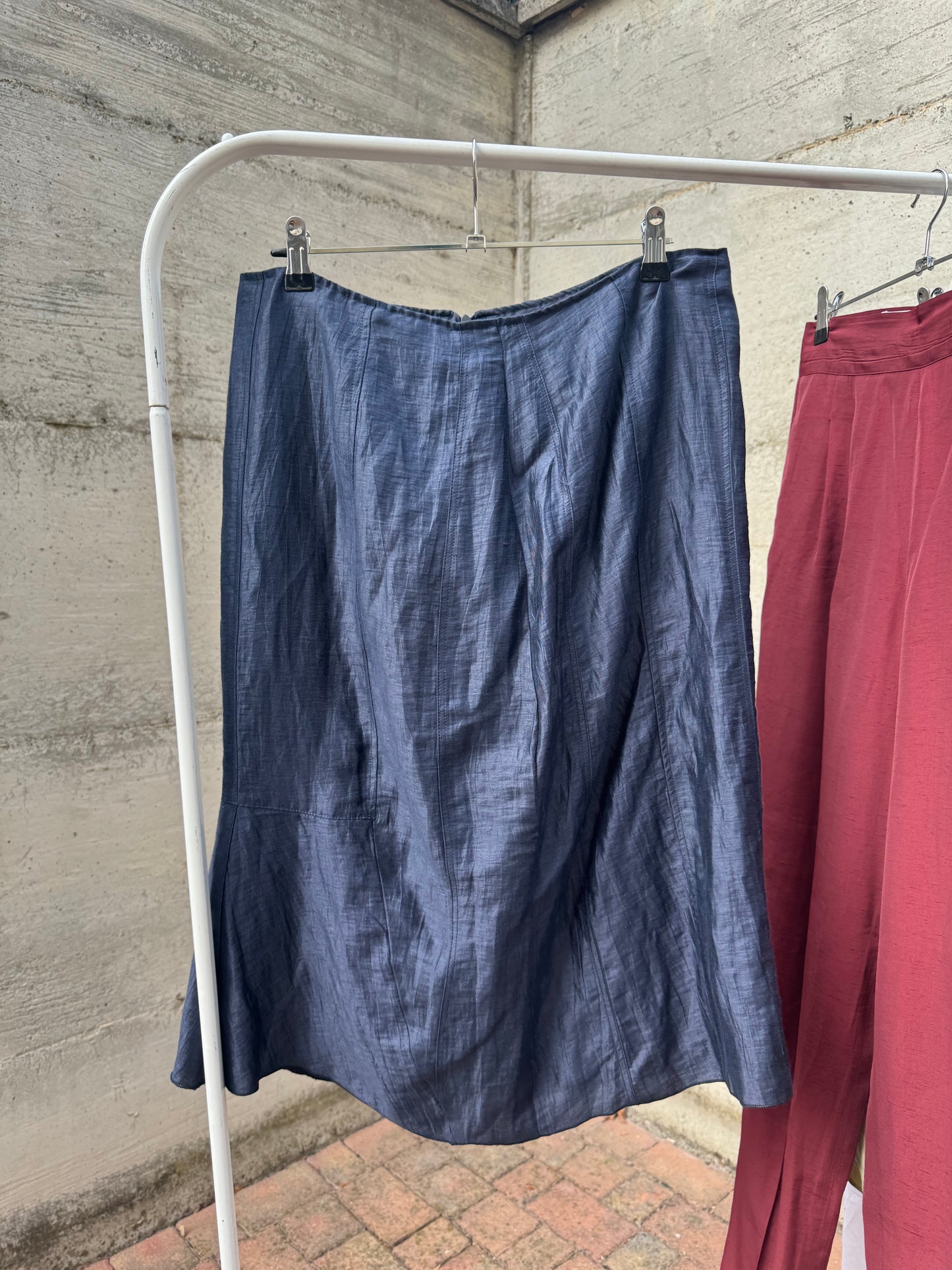 Gonna midi in 100% lino lavorato, taglia M