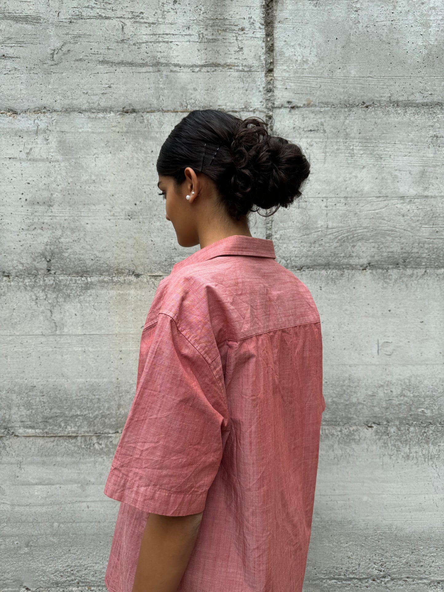 Camicia 90s con cerniera rosso melange