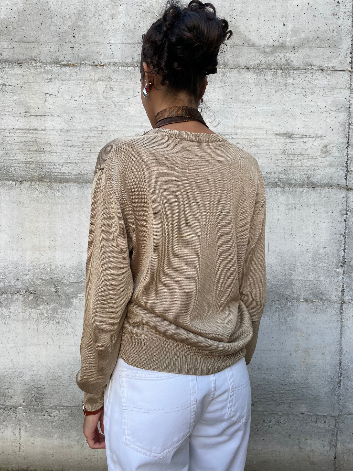 Maglioncino sartoriale 100% cotone scollo a V - taglia M