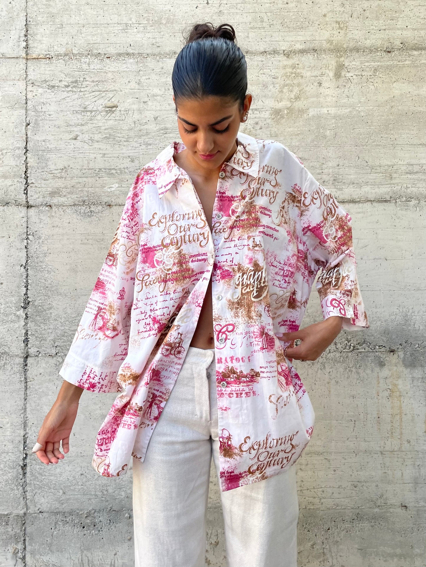 Maxi camicia kimono fantasia 100% cotone, taglia unica