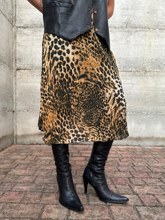 Gonna Y2K leo in crepe di viscosa