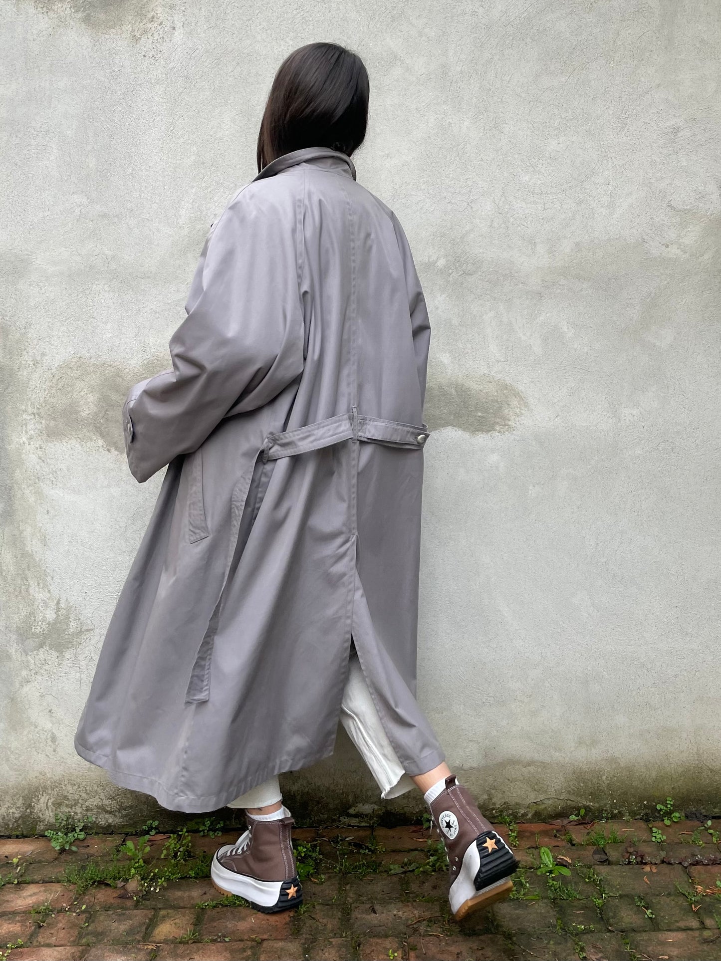 Trenchcoat lungo monopetto glicine