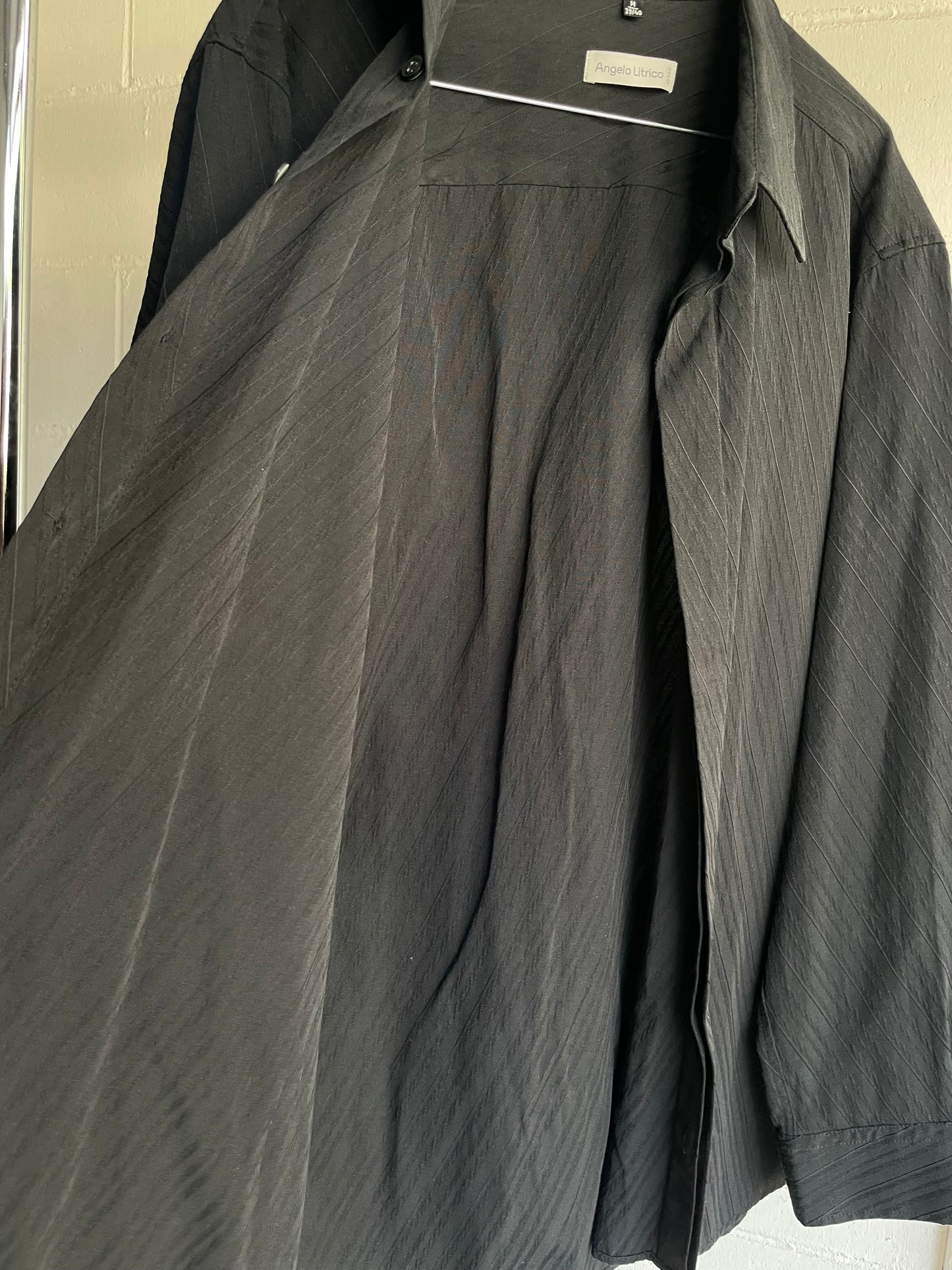 Camicia oversize nera con texture 100% cotone - M uomo