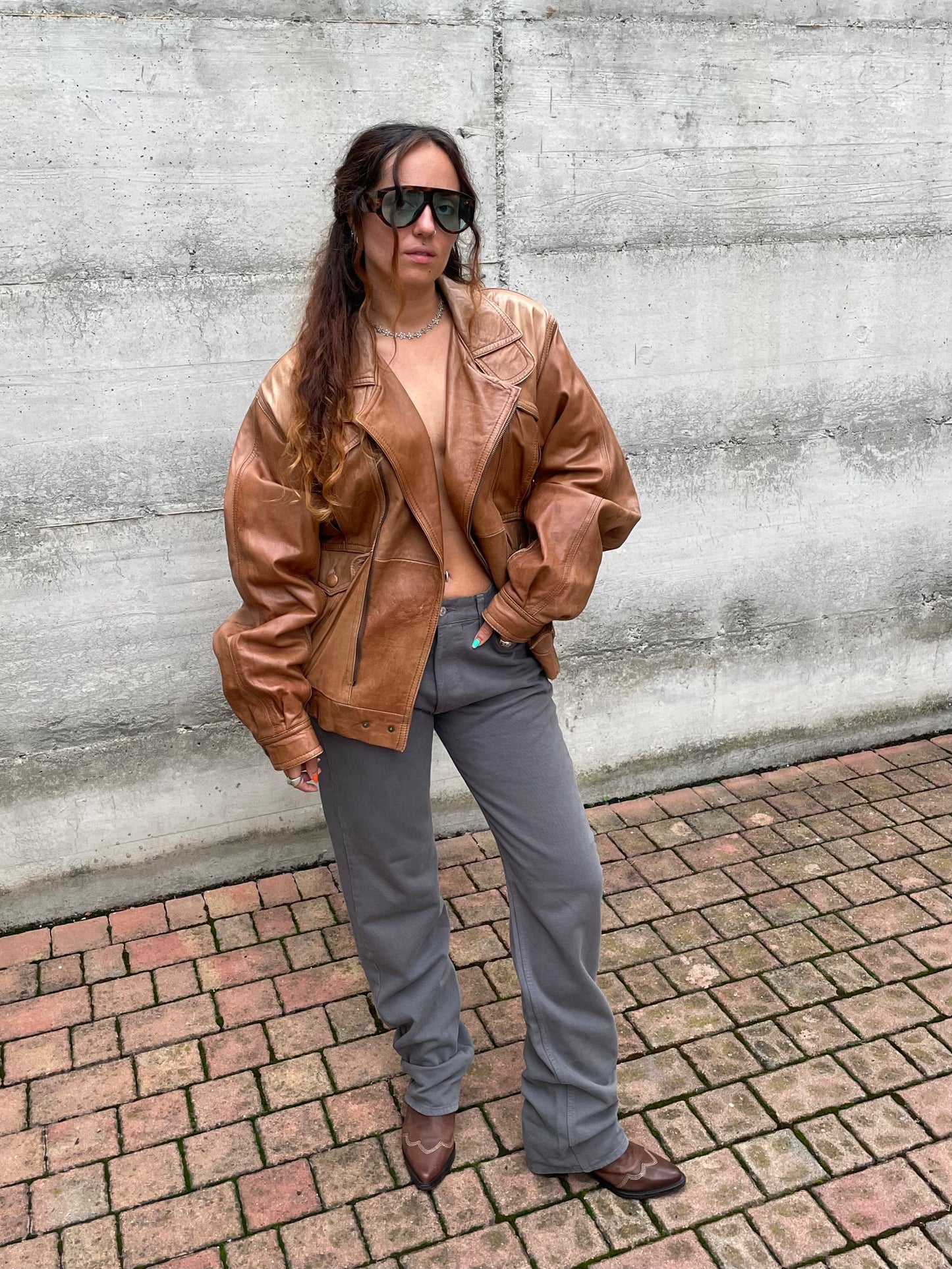 Bomber vera pelle ruggine - taglia L uomo