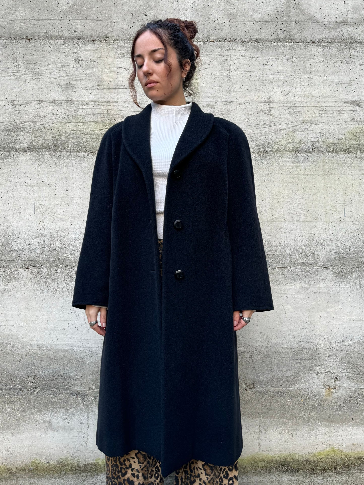 Cappotto donna sartoriale 100% lana vergine merino Marzotto e fodera in cupro Bemberg. Taglia 42it