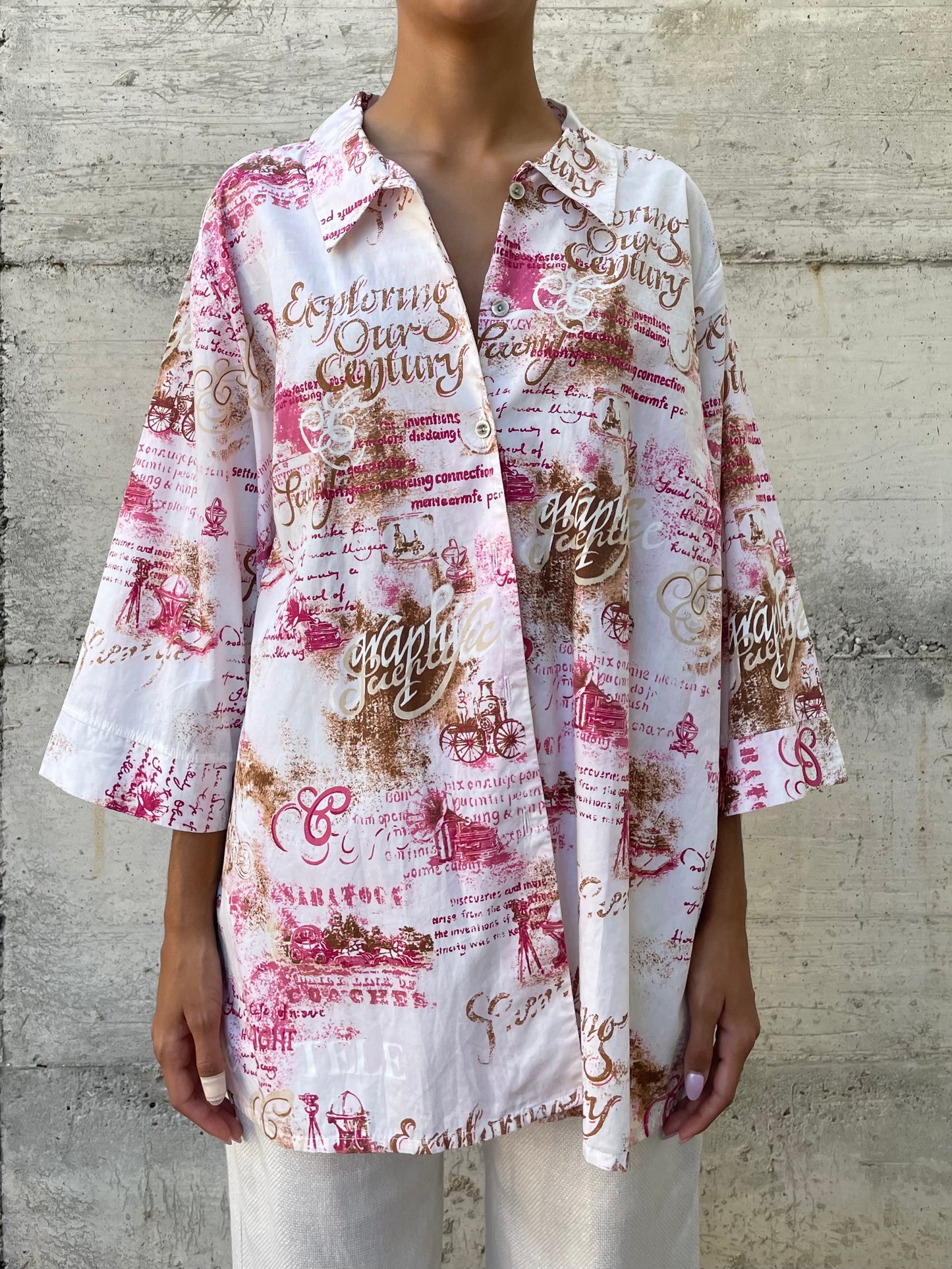 Maxi camicia kimono fantasia 100% cotone, taglia unica