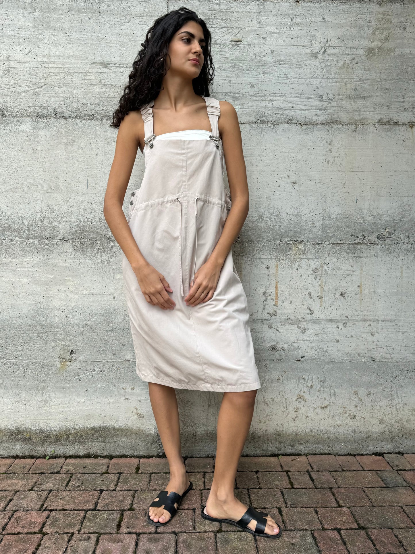 Salopette gonna midi in cotone sabbia taglia 44it