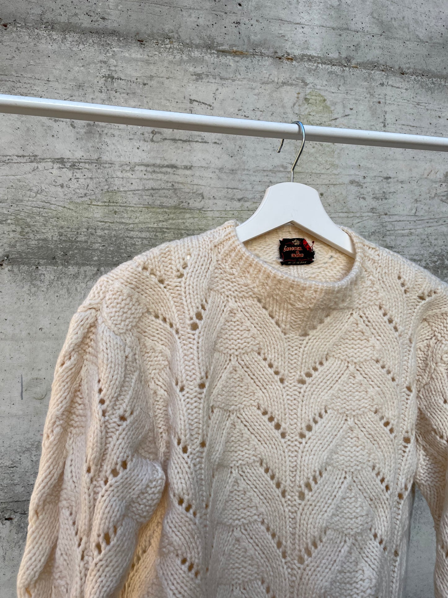 Maglione girocollo sartoriale burro 100% lana - taglia M