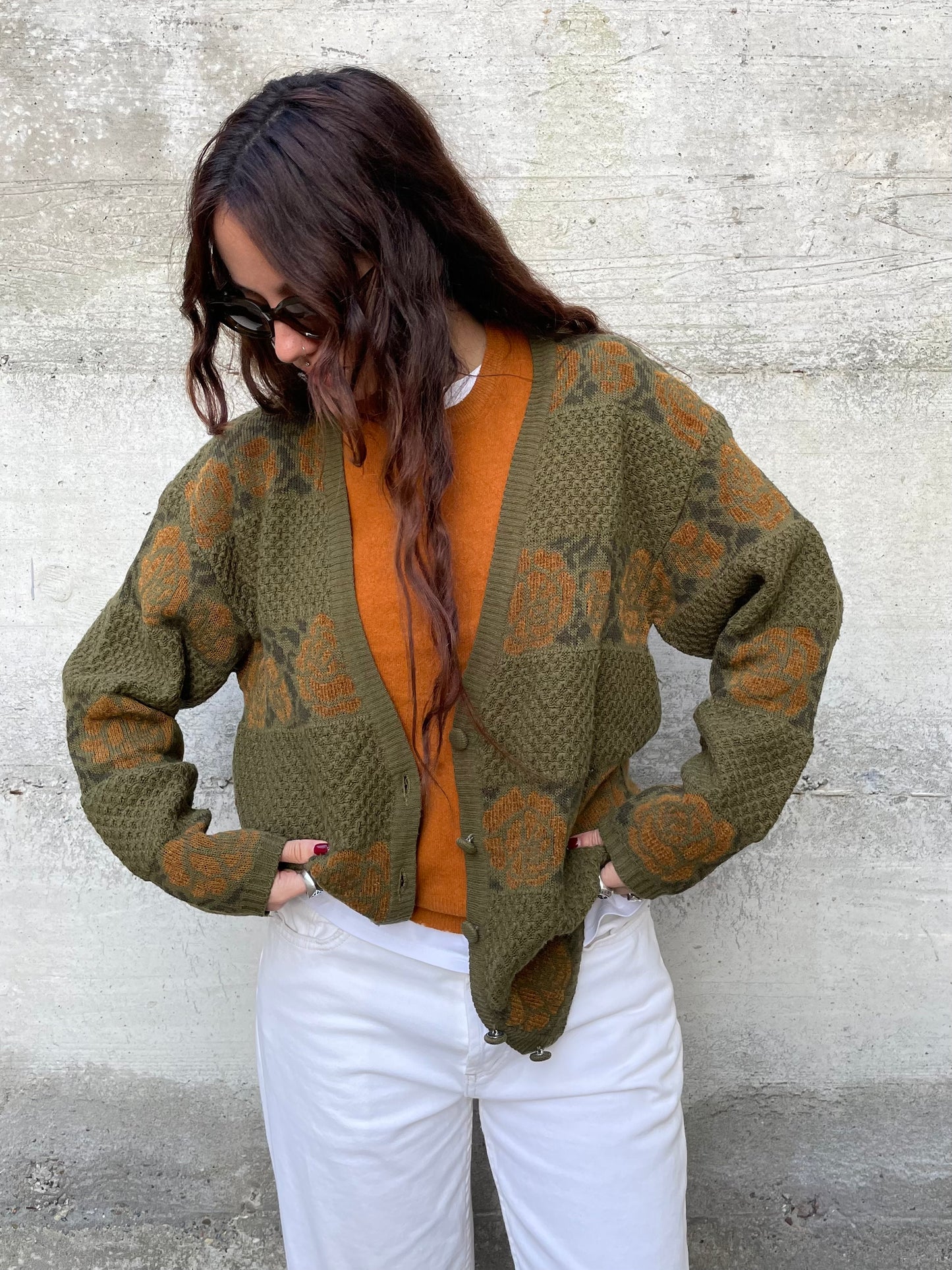 Cardigan fantasia oversize in misto lana