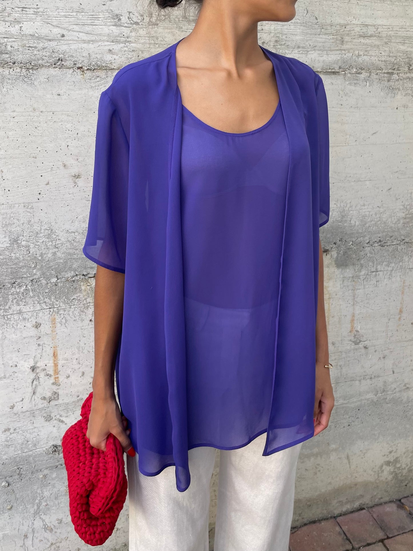 Blusa sheer Elena Mirò viola - taglia XL