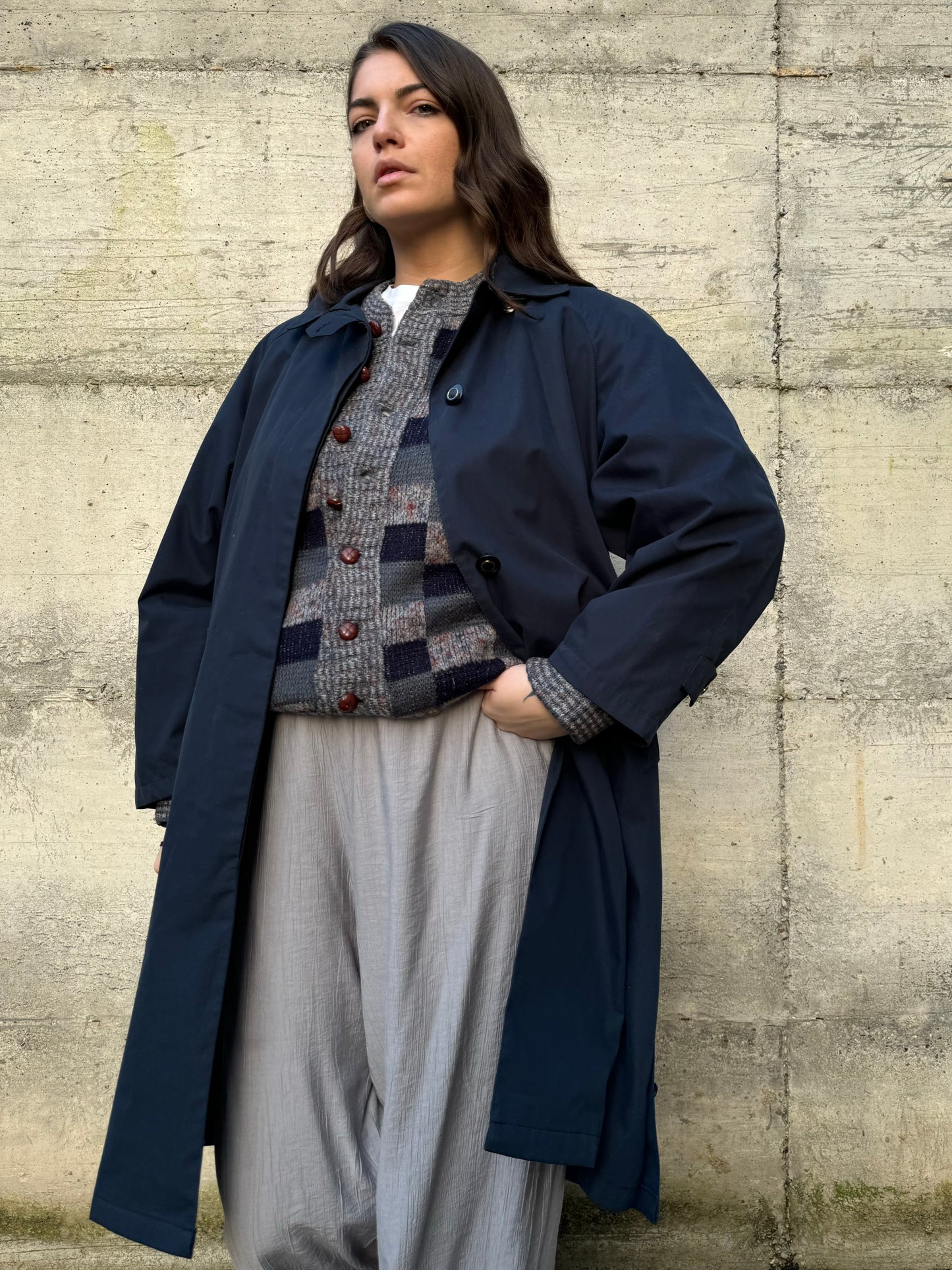 Trenchcoat sartoriale monopetto blu notte