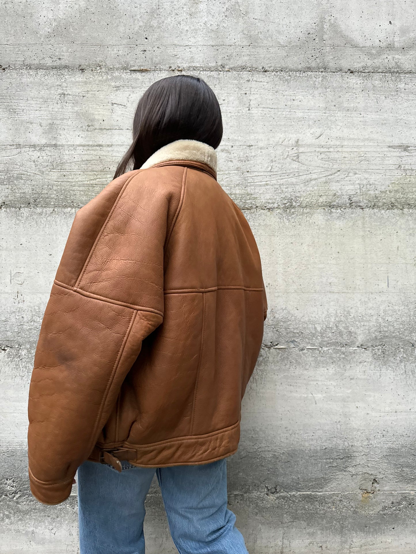 Bomber aviator Shearling caramello, taglia 52it uomo (L)