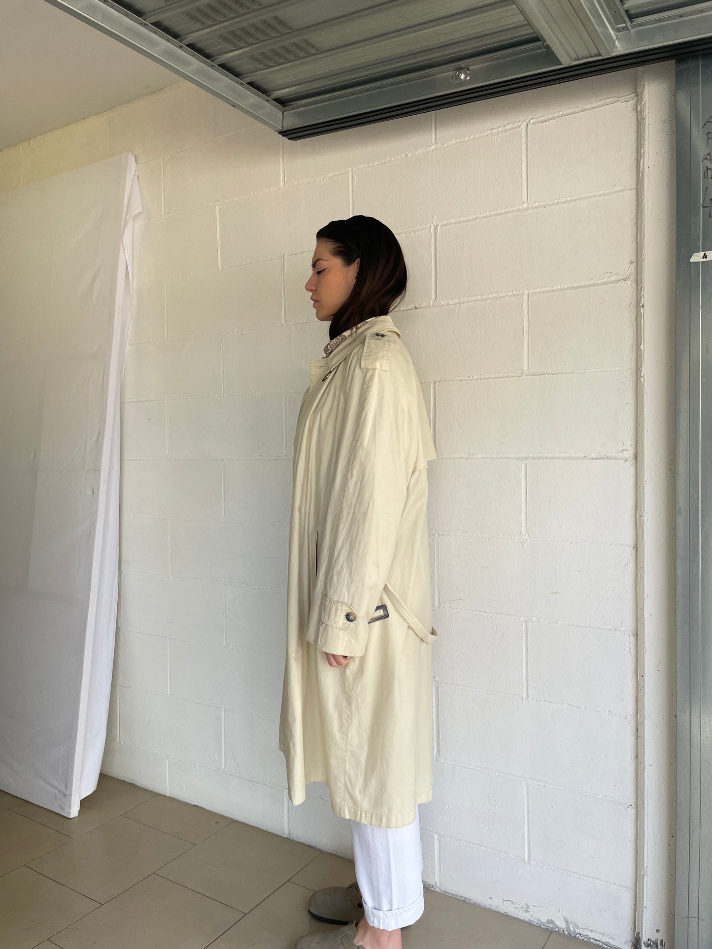 Trenchcoat crema in cotone Andrea Silardi