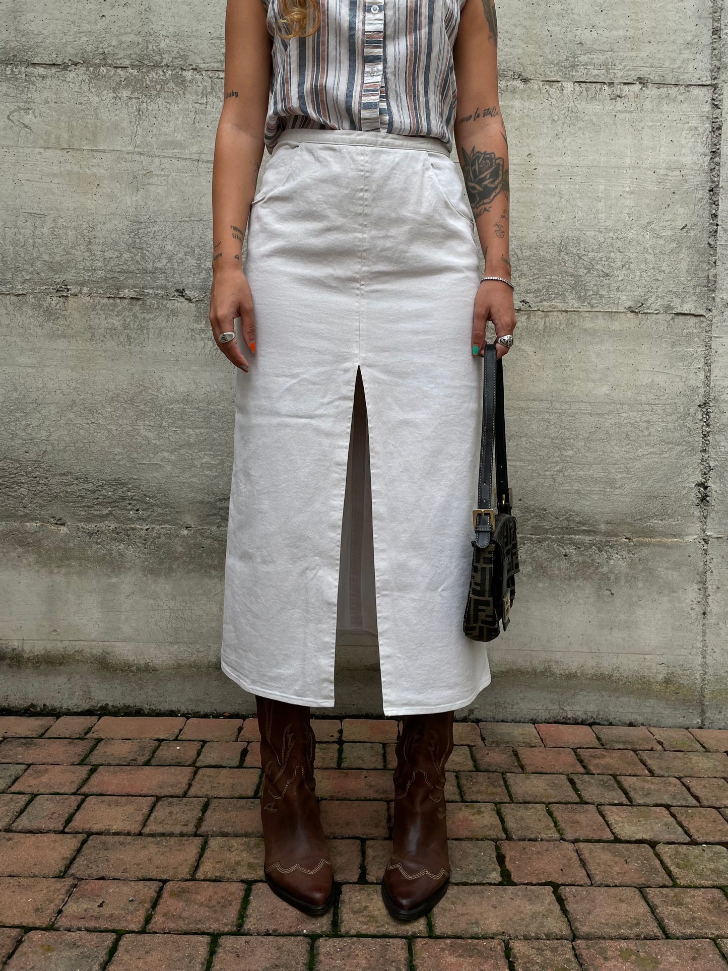 Longuette midi a matita con spacco frontale - taglia S