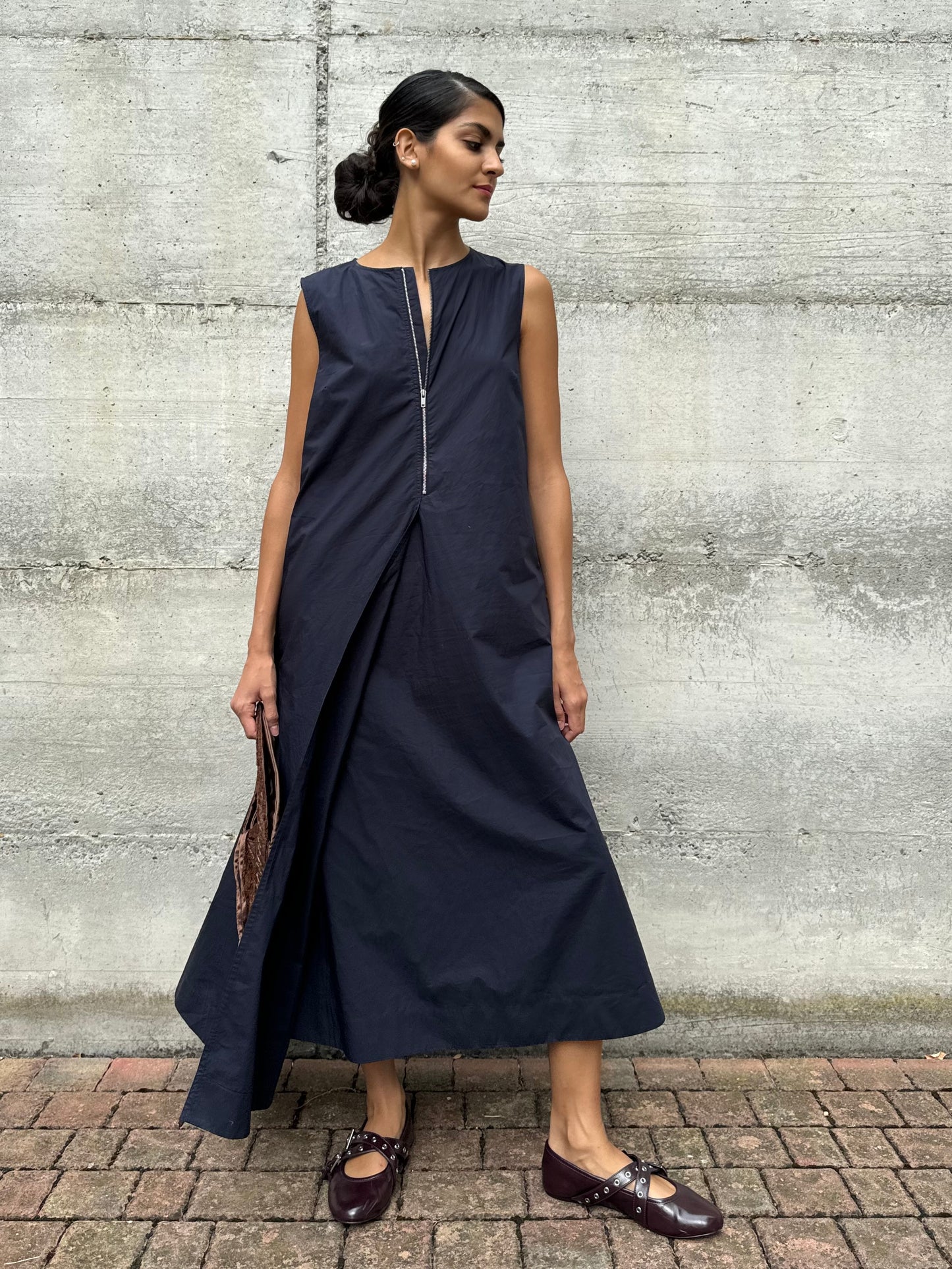 Maxi abito COS in cotone blu notte, taglia M