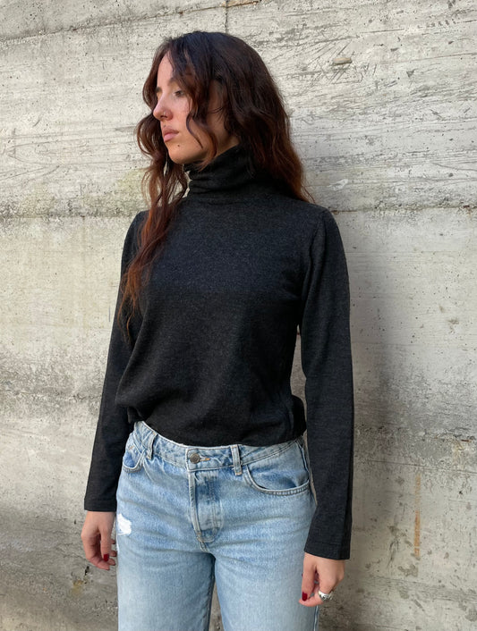 Dolcevita leggero 100% lana vergine grigio scuro - taglia M