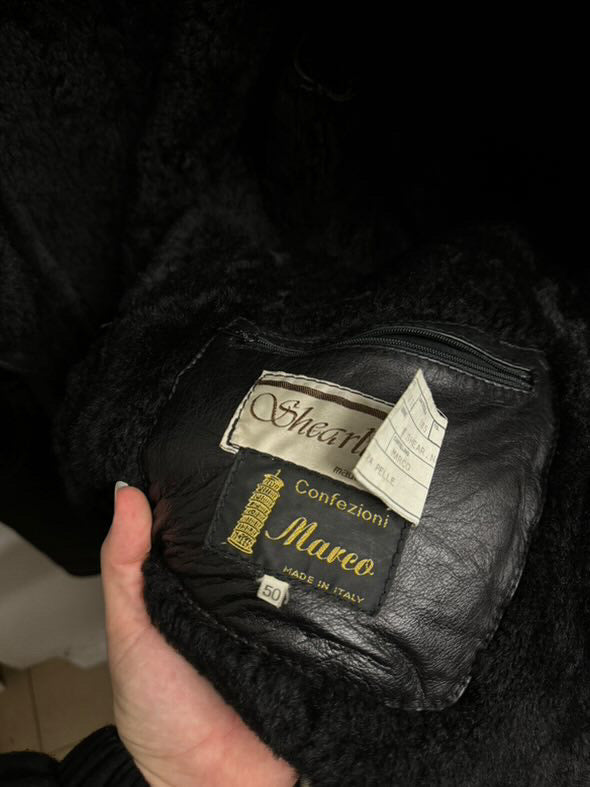 Montone Shearling nero in nappa, taglia 50it uomo (M)