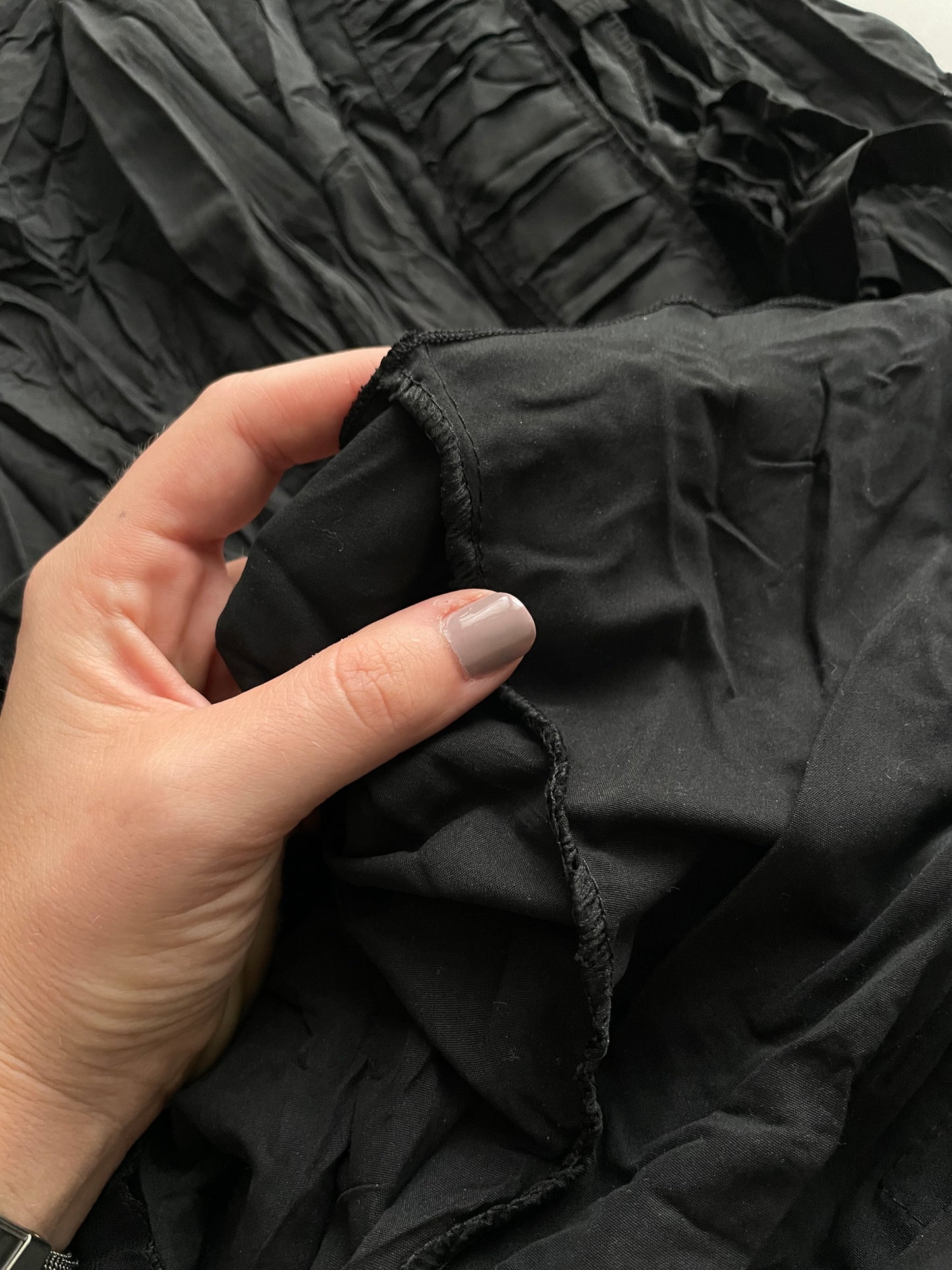 Maxi gonna sartoriale nera 100% cotone crespato - taglia unica