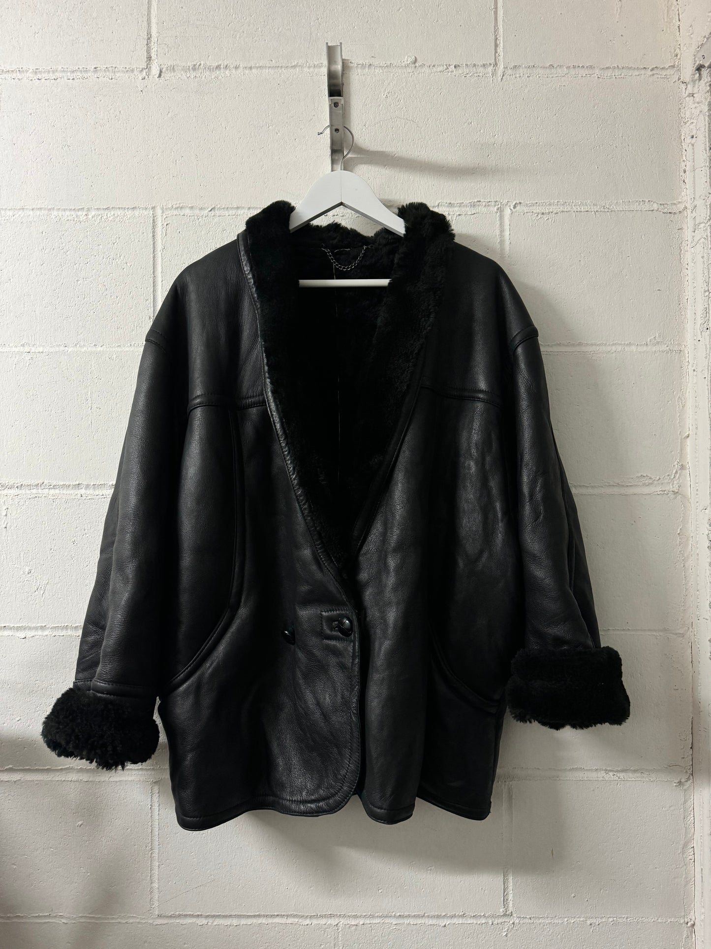 Montone Shearling 80s doppiopetto, in nappa, taglia 48it donna