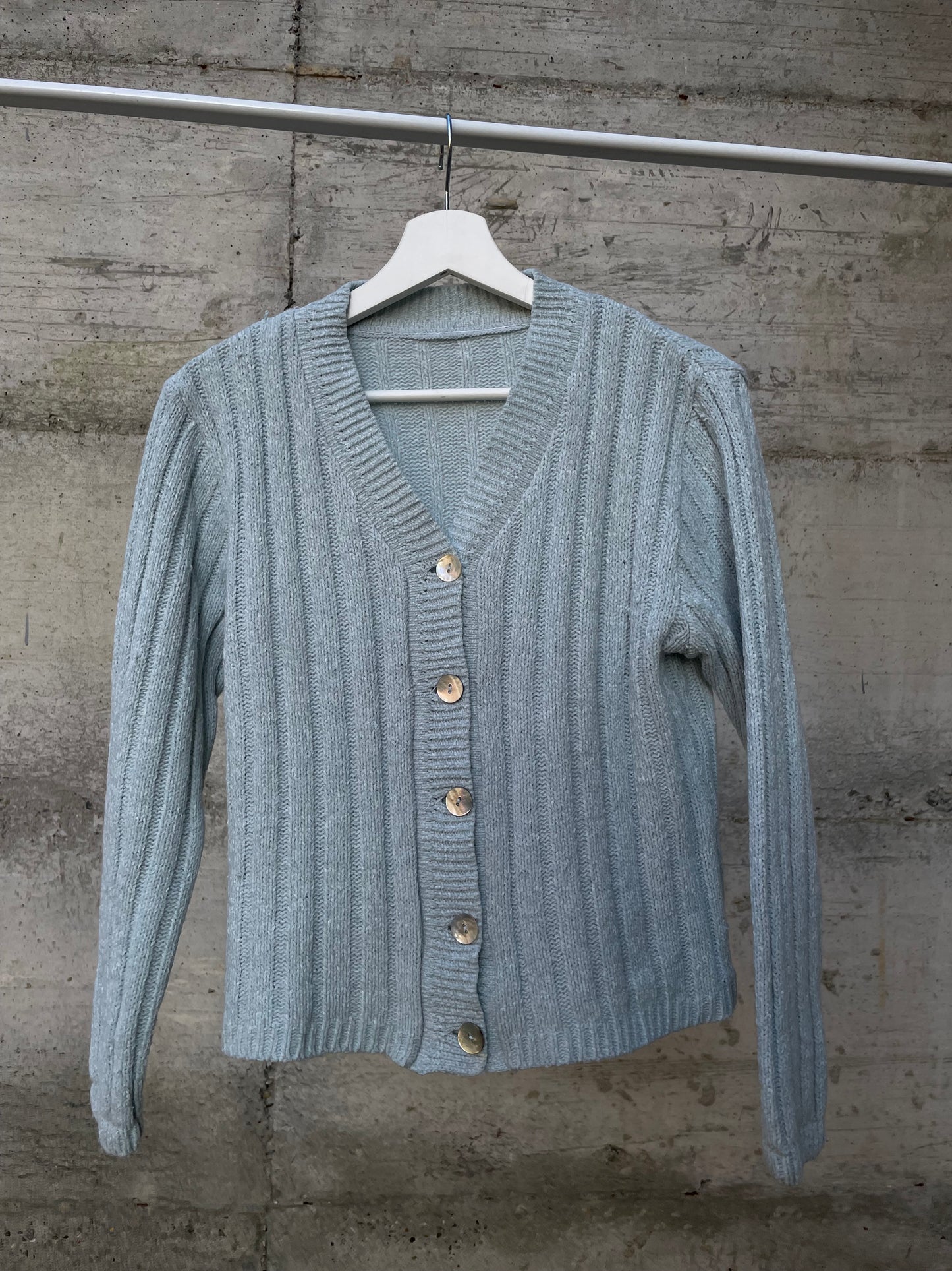 Cardigan turchese 85% lana 15% viscosa - taglia M
