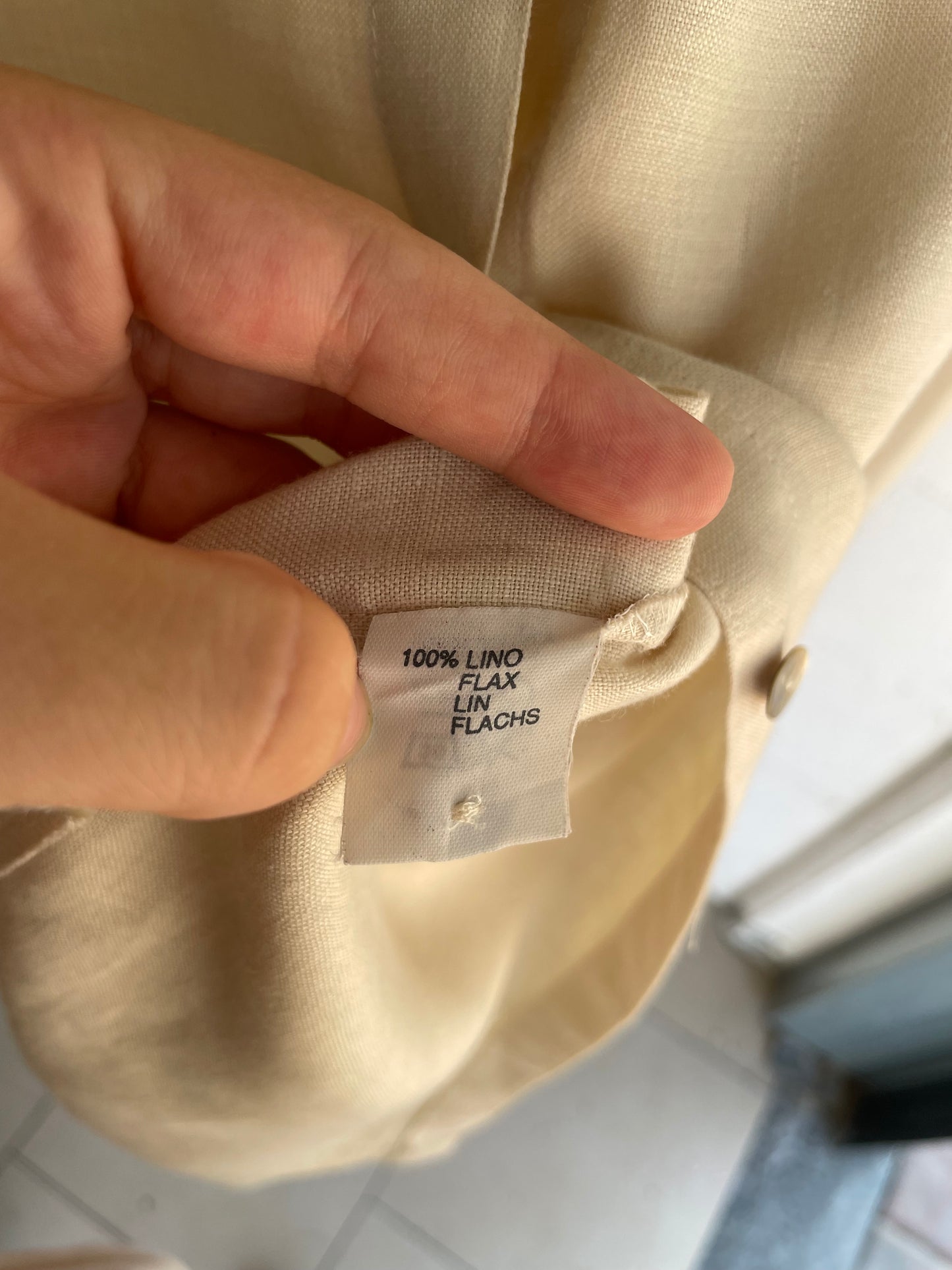 Camicia 100% lino sabbia manica a 3/4 - taglia S