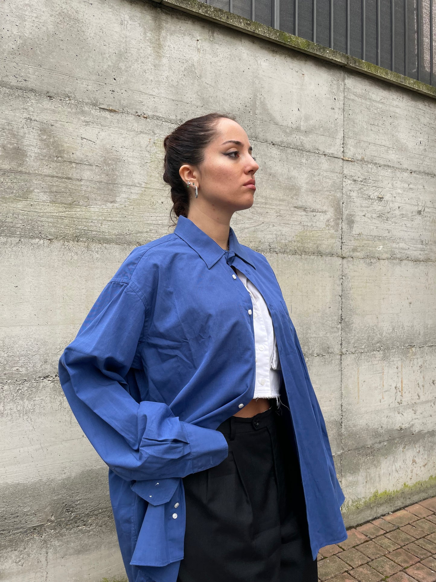 Camicia blu chino Aldo Colitti 100% cotone, taglia M uomo