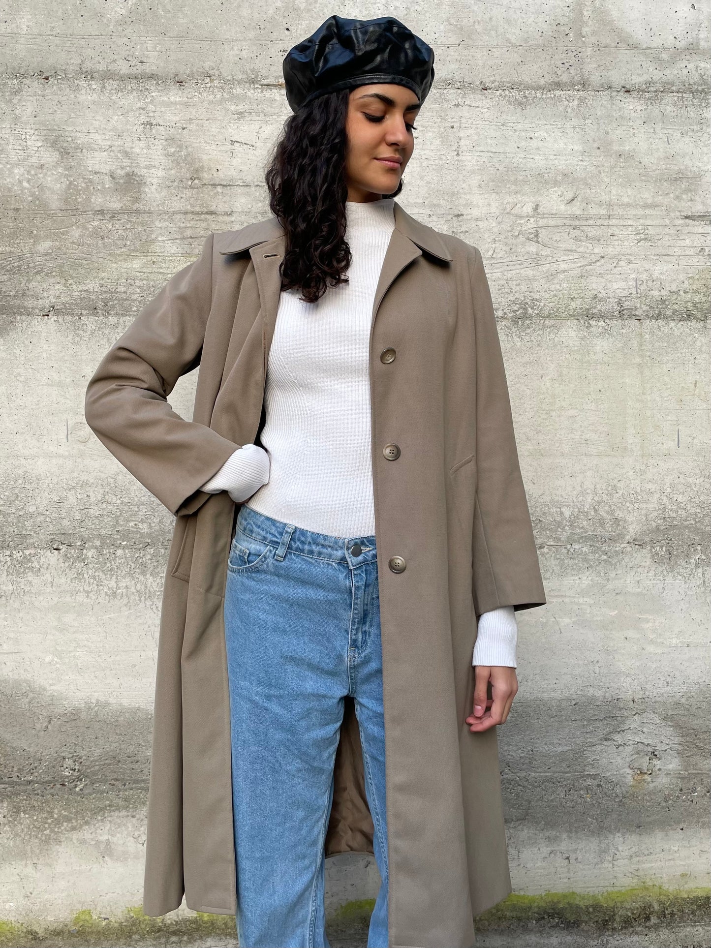 Soprabito sartoriale sabbia foderato misto lana