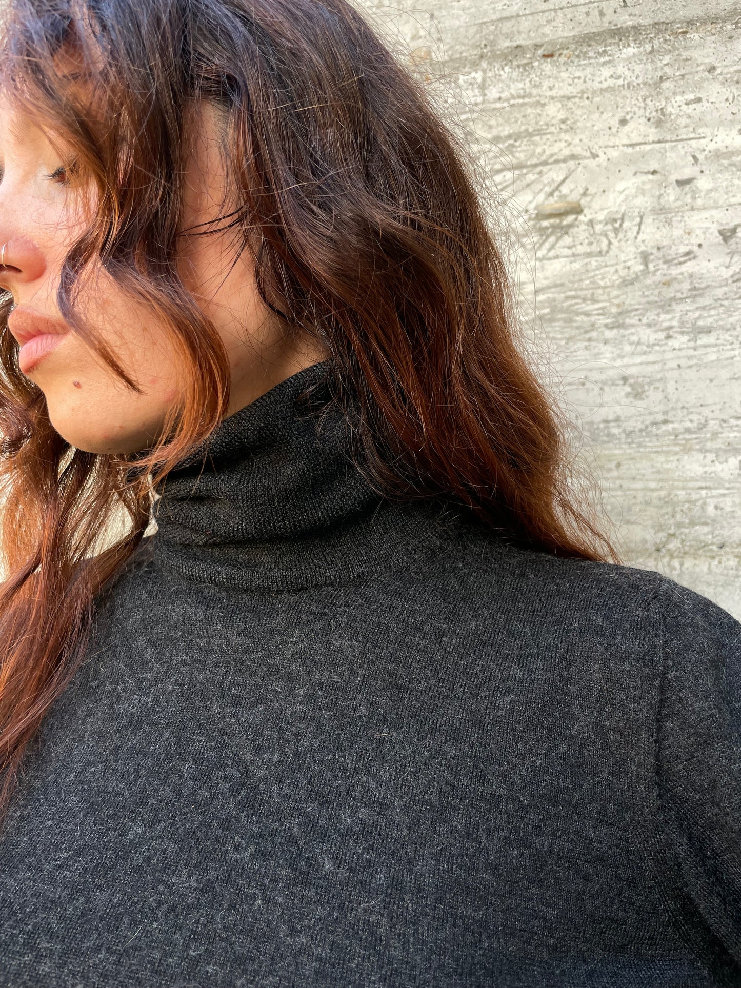 Dolcevita leggero 100% lana vergine grigio scuro - taglia M