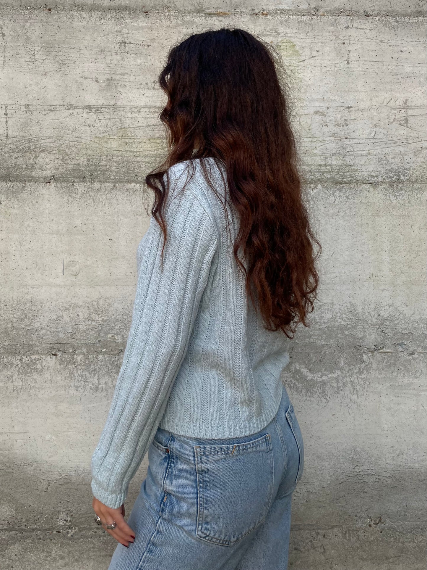 Cardigan turchese 85% lana 15% viscosa - taglia M