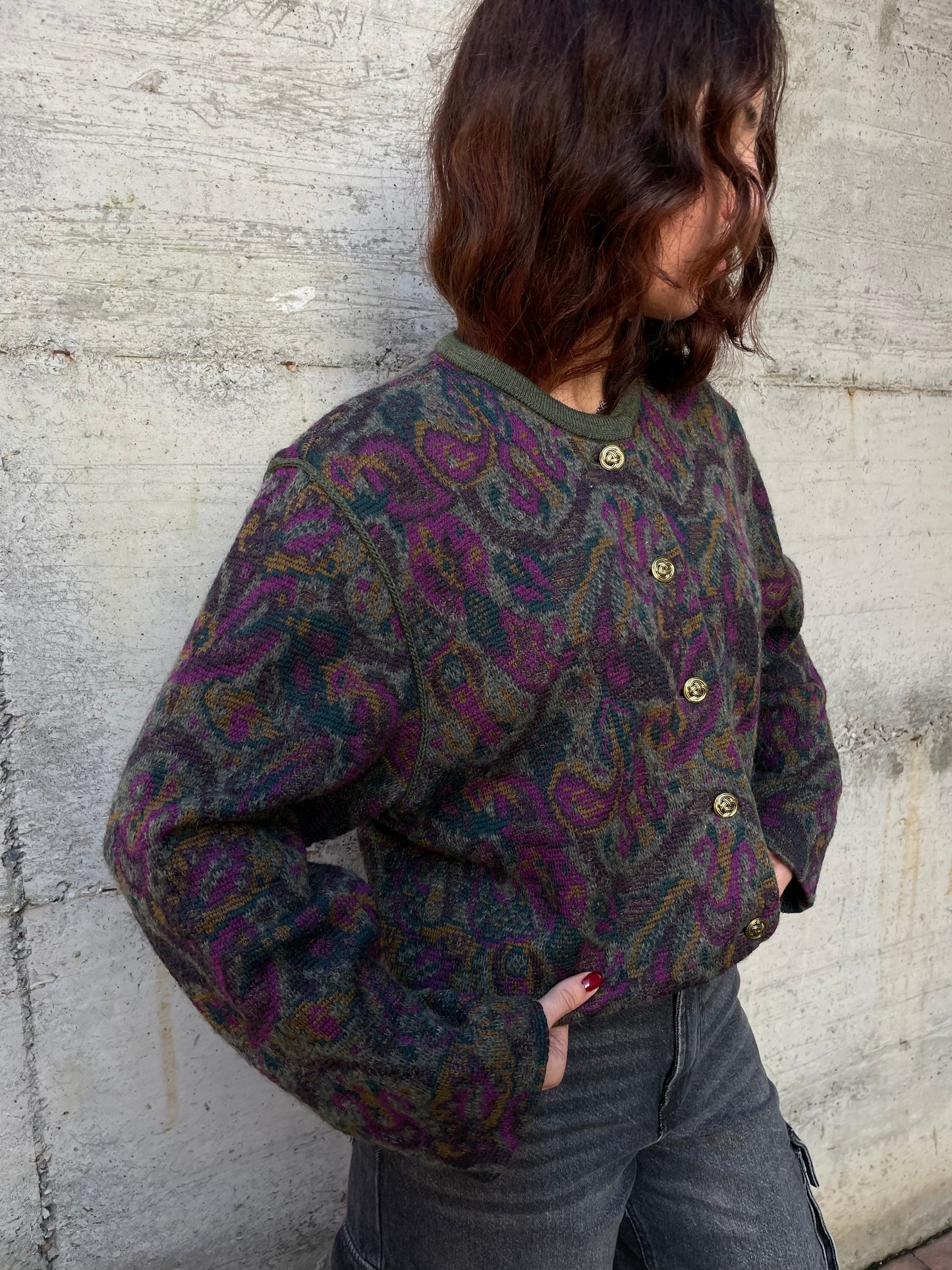 Cardigan Geiger in misto lana e mohair - taglia M/L